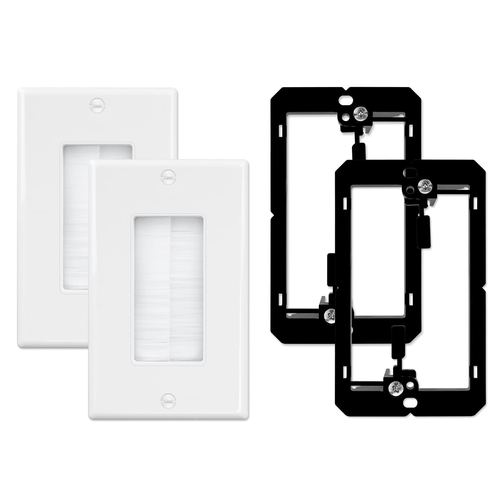 Brush Wall Plate with Low Voltage Mounting Bracket 2-Pack, Cable Pass Through...