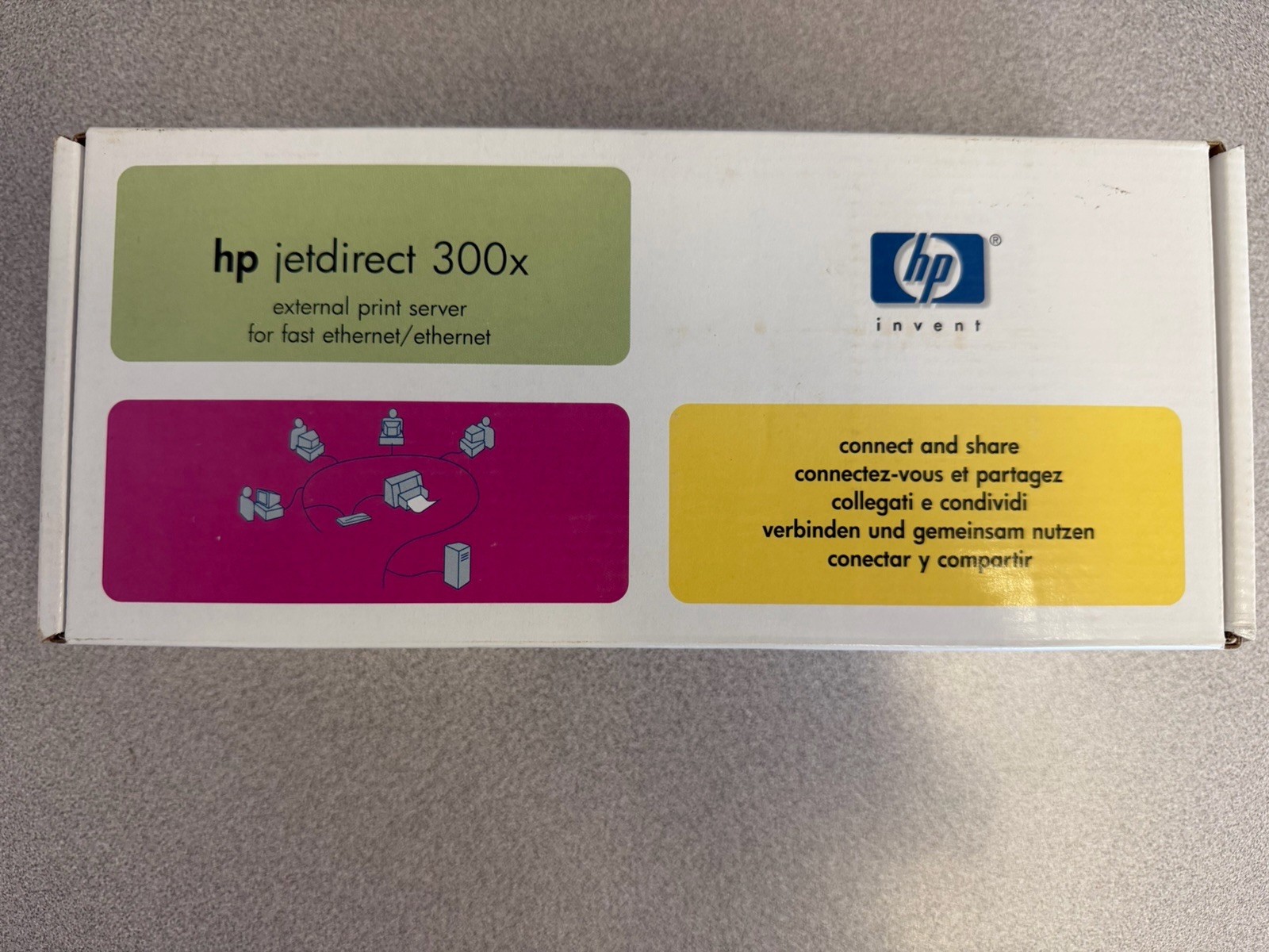 Factory Sealed HP JetDirect 300X NOS External Print Server, model J3263A.