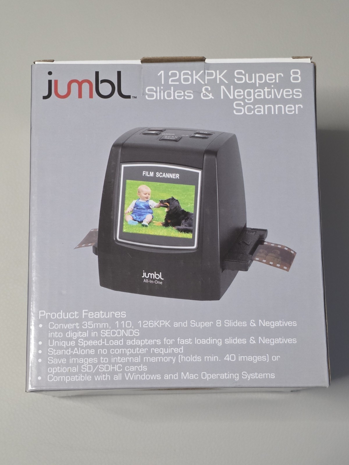 Jumbl 126KPK Slide & Film Scanner Converter 4000 dpi USB LCD 35mm 110 Super 8