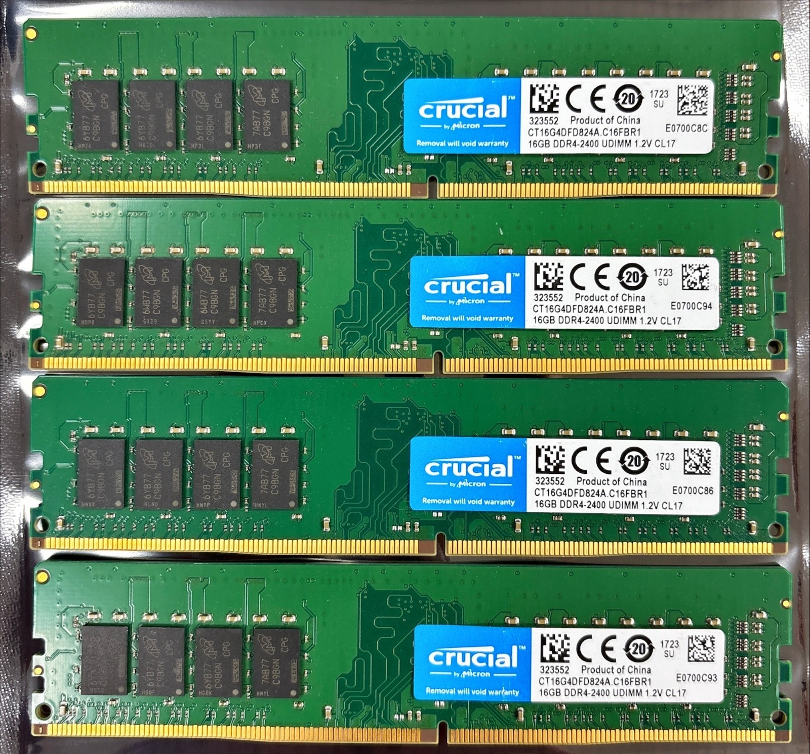 Crucial 64GB (4x16GB) DDR4-2400 Desktop RAM CT16G4DFD824A.C16FBR1