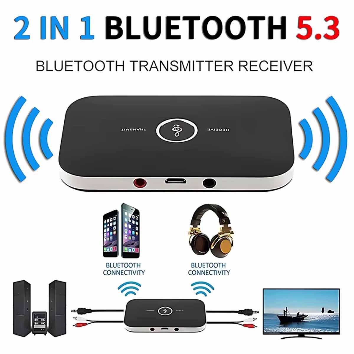 Upgraded Bluetooth 5.3 Audio Transmitter and Receiver 3.5mm AUX Port USB Adapter