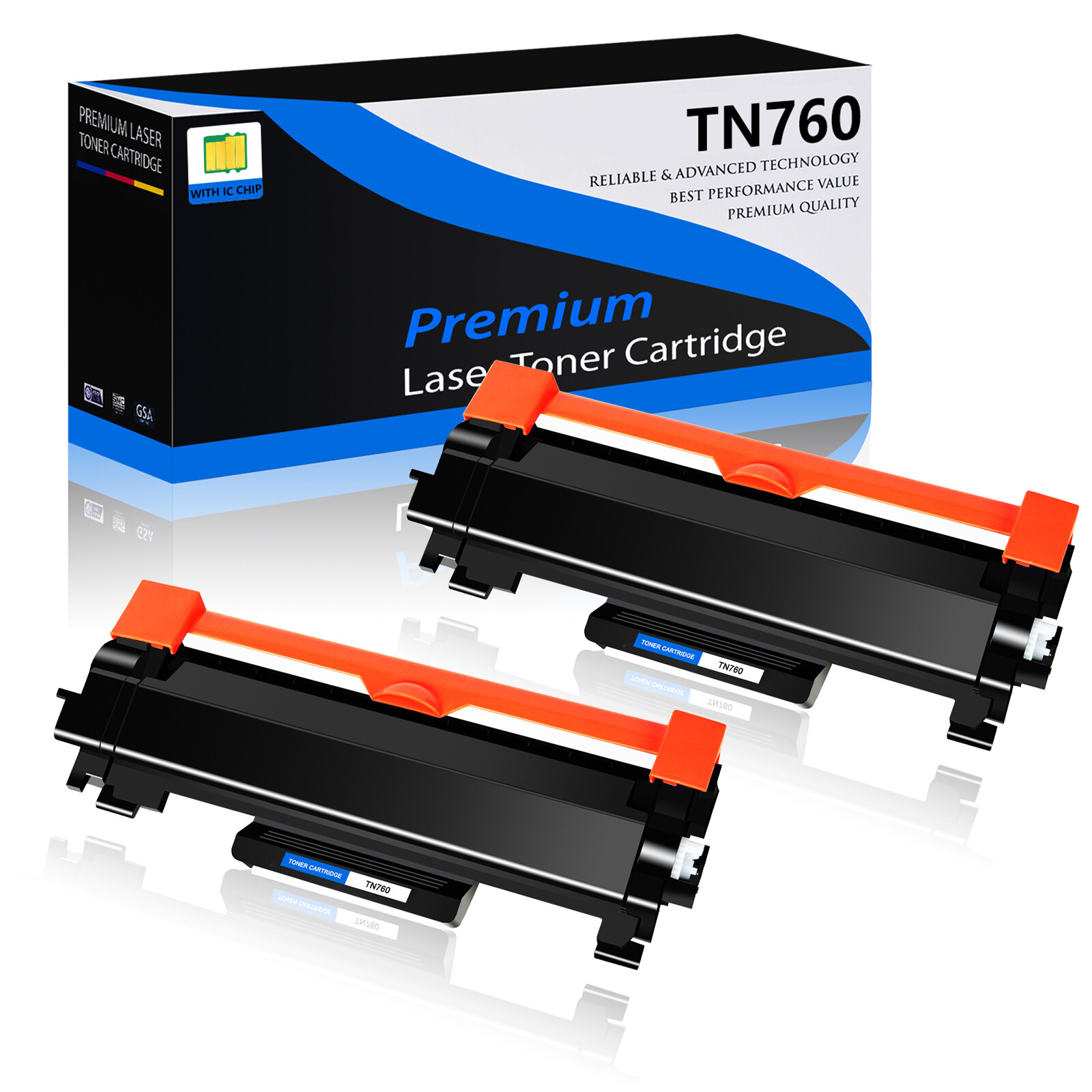 2PK TN760 Toner for Brother TN-760 DCP-L2550DW HL-L2350DW HL-L2390DW HL-L2395DW