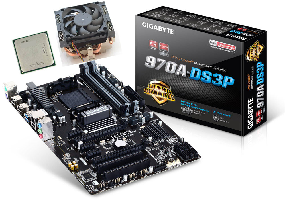 AMD FX-4350 CPU + GIGABYTE GA-970A-DS3P USB 3.0 AM3 AM3+ ATX Motherboard