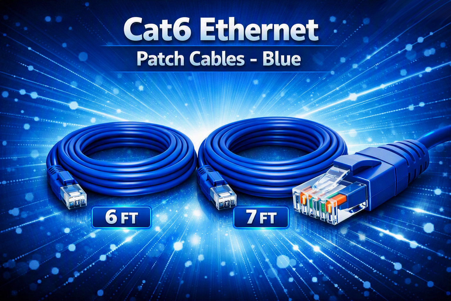 CAT6 ethernet patch cables, various colors and lengths