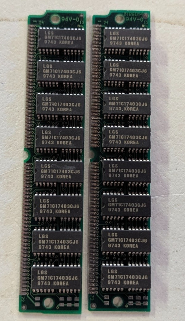 LGS GM71C17403CJ6 32MB Kit 2x16MB 72-Pin EDO SIMM RAM 60ns Non-Parity