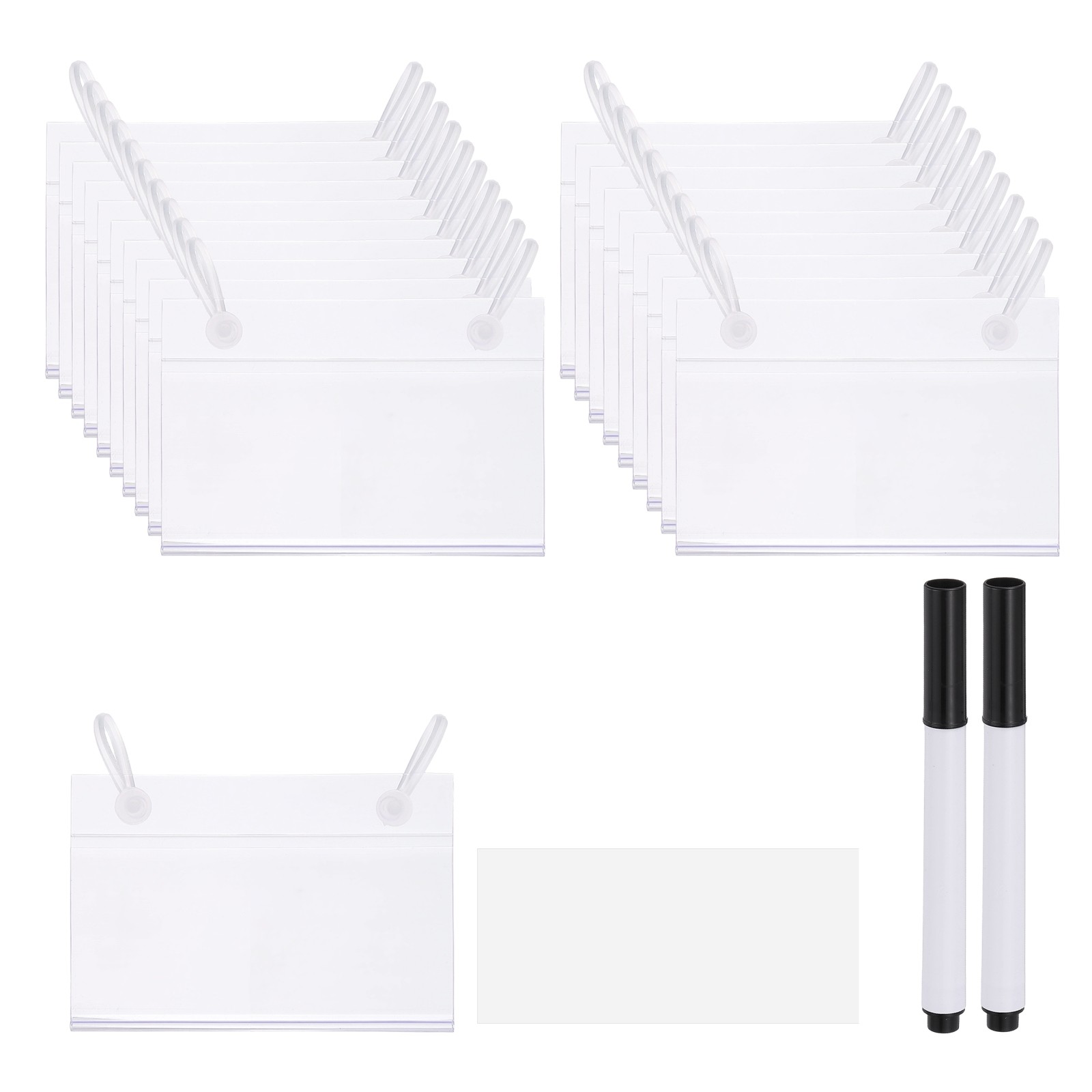 20 Pack 3.1" x 2.2" Plastic Shelf Basket Label Holders Clips with Button Lock