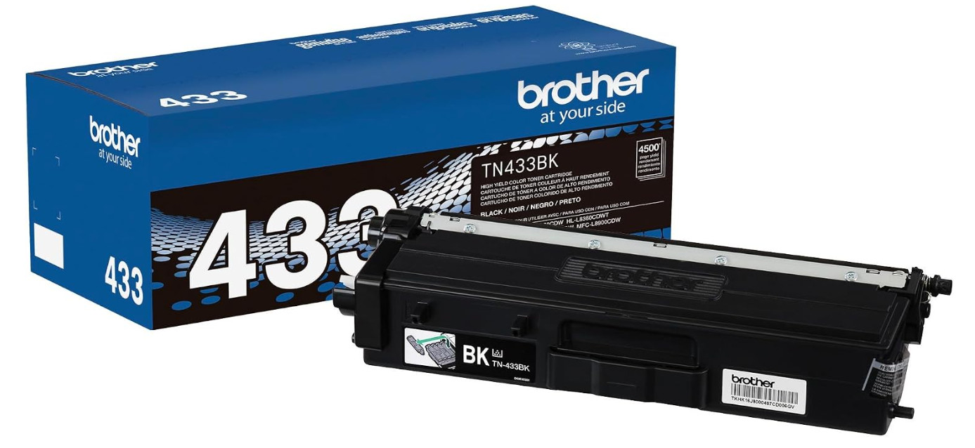 Brother TN433BK Black Toner Genuine OEM High Yield 4500 Pages New