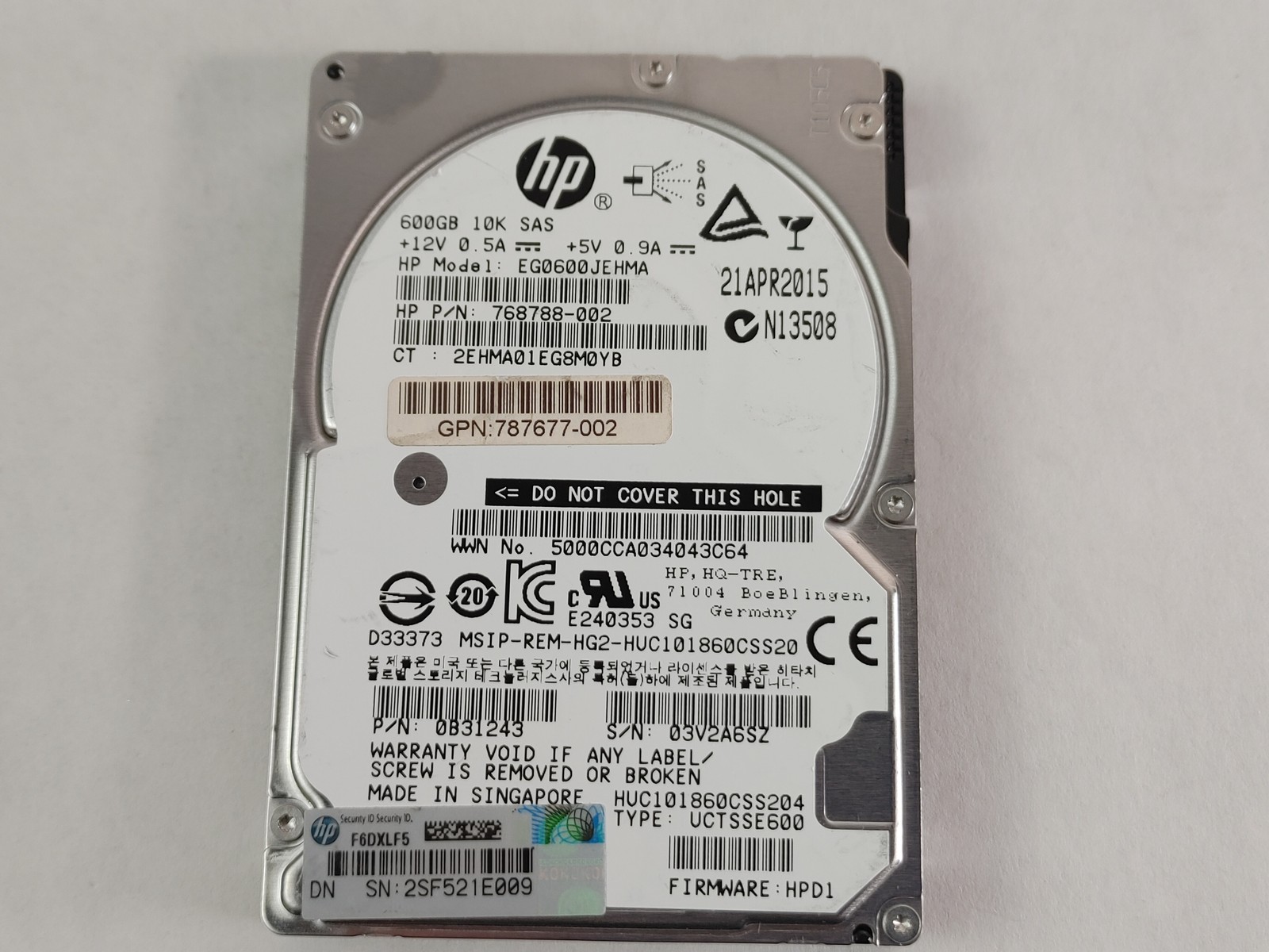 Lot of 20 Hitachi HP HUC101860CSS204 600 GB SAS 3 2.5 in Enterprise Drive