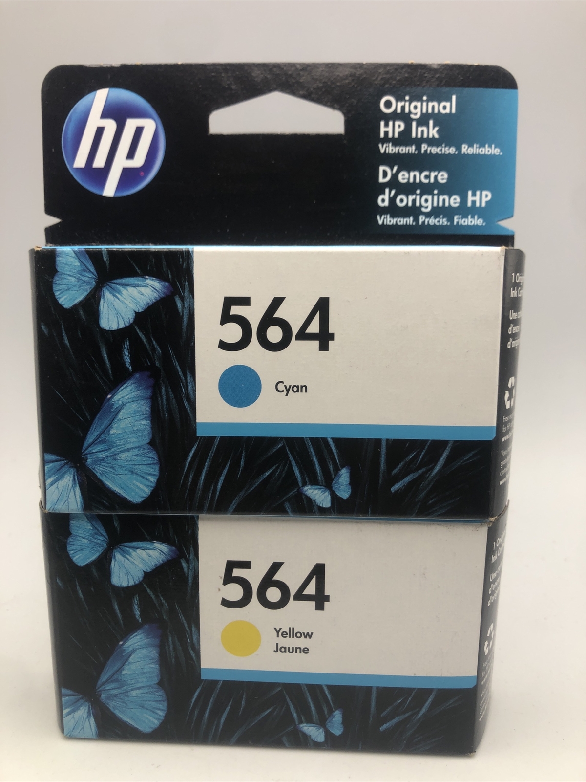 HP 564 Ink Cartridge Cyan Yellow 8/2022 New Sealed-Lot of 2