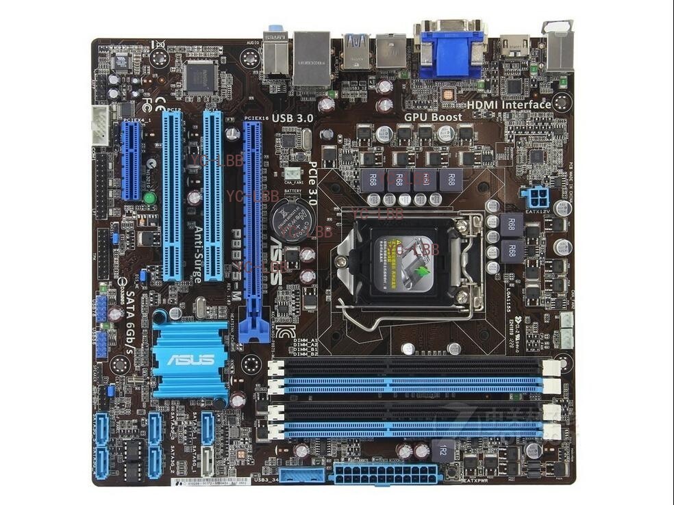 Intel Motherboard For ASUS LGA1155 B75 P8B75-M M-ATX DDR3 VGA+DVI USB 3.0 SATA3
