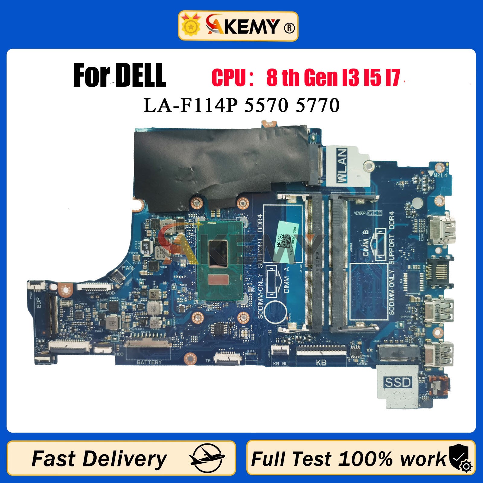 LA-F114P Mainboard For DELL Inspiron 15 5570 17 5770 0NM2C6 0CXRM1 100% Test OK