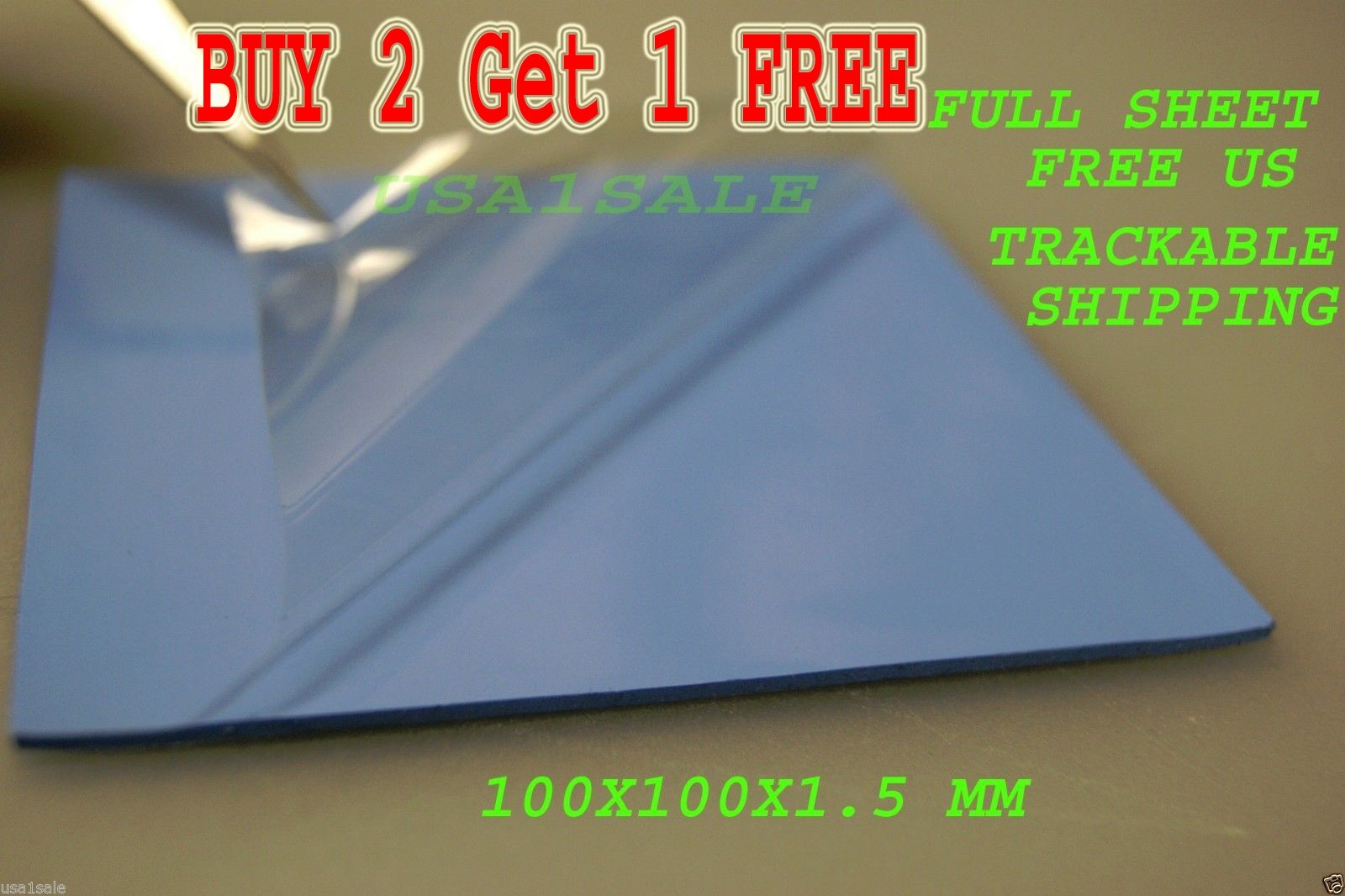 blue 100x100x1.5 mm GPU CPU Heatsink Cooling Thermal Conductive Silicone Pad
