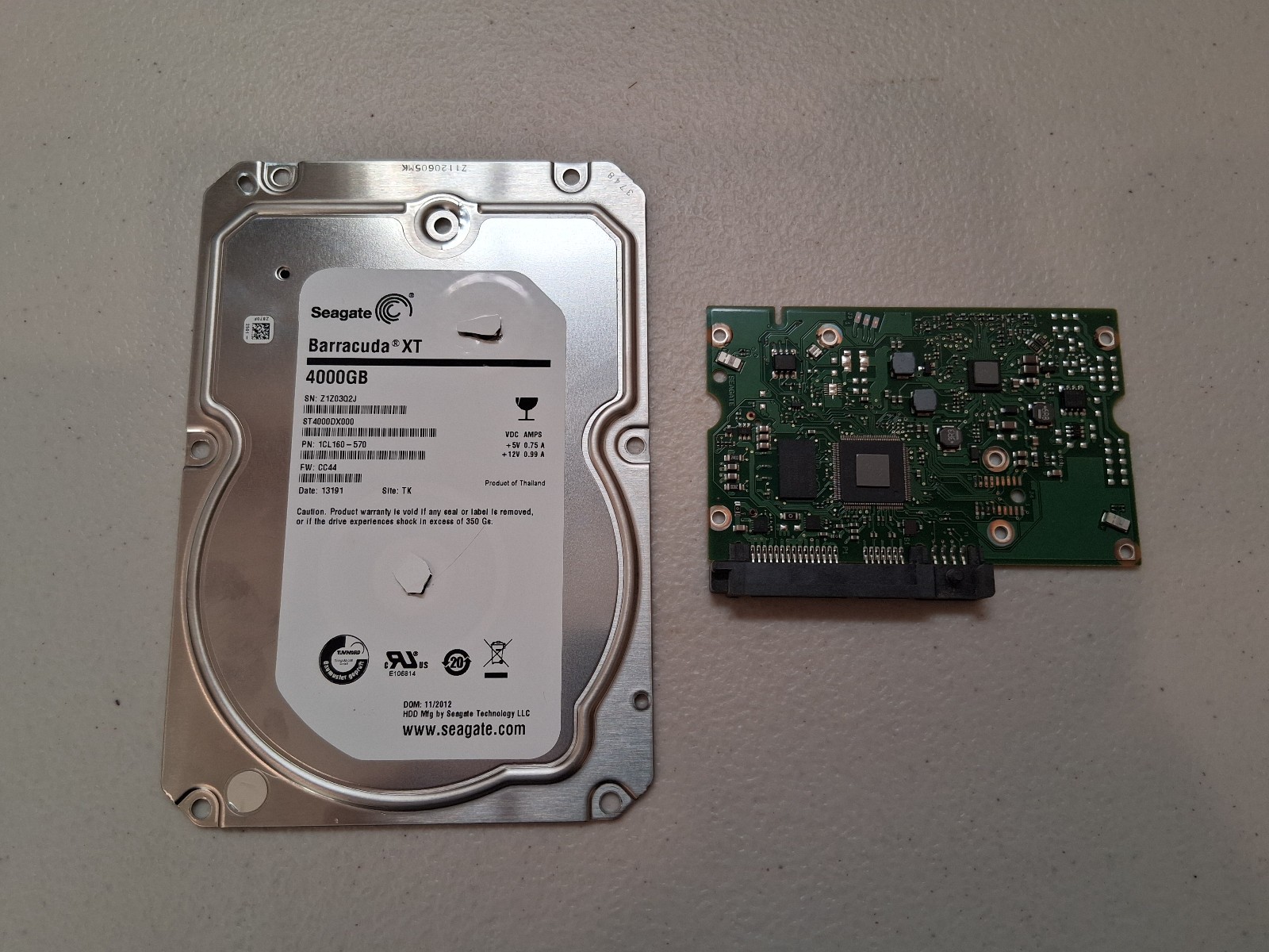 Seagate Barracuda XT ST4000DX000 PCB Only For Data Recovery 100706000 Rev A