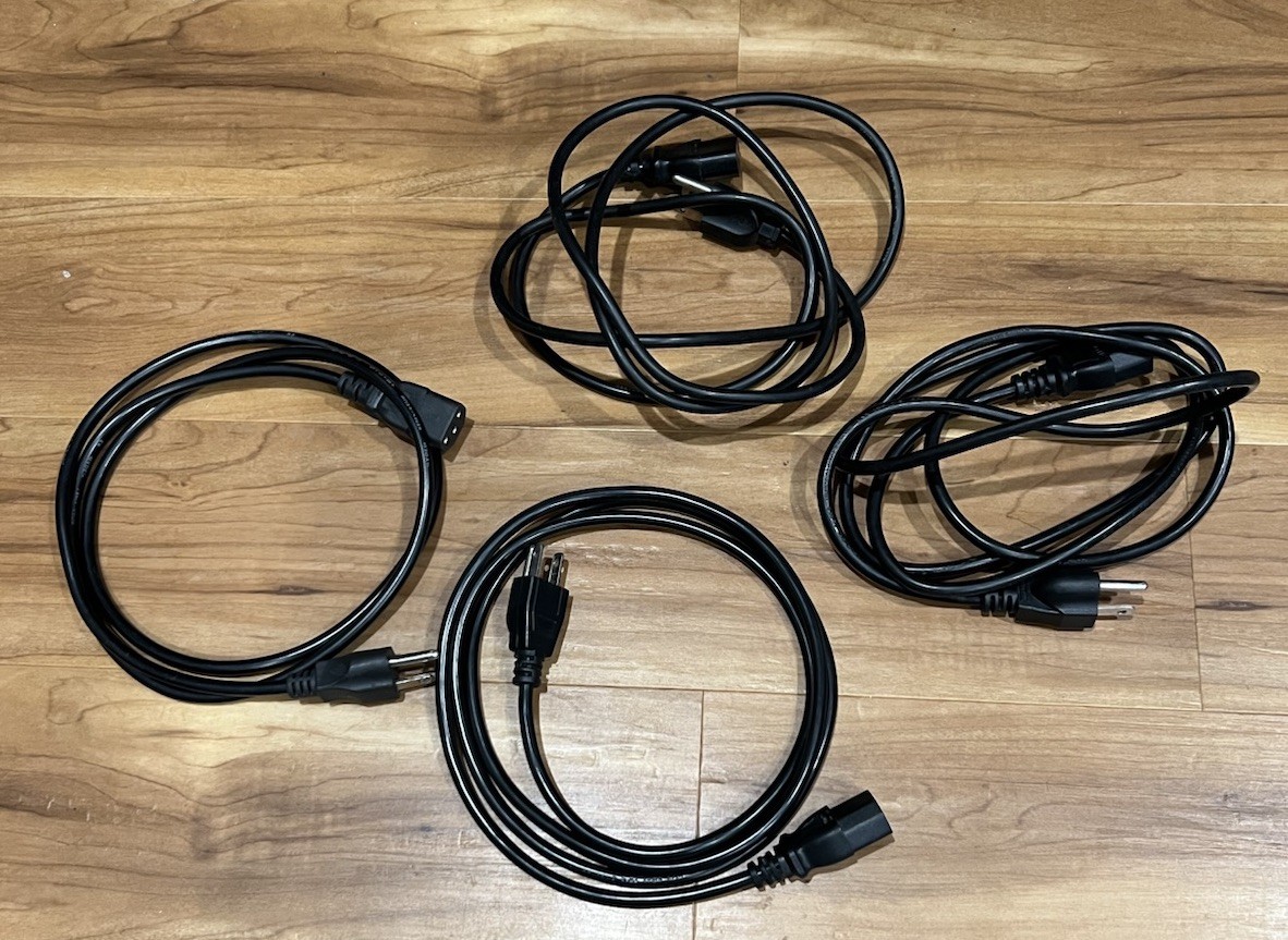 Lot of 4 Universal 3-Prong AC Power Cord Cables C13 PC Monitor Amp Printer Black