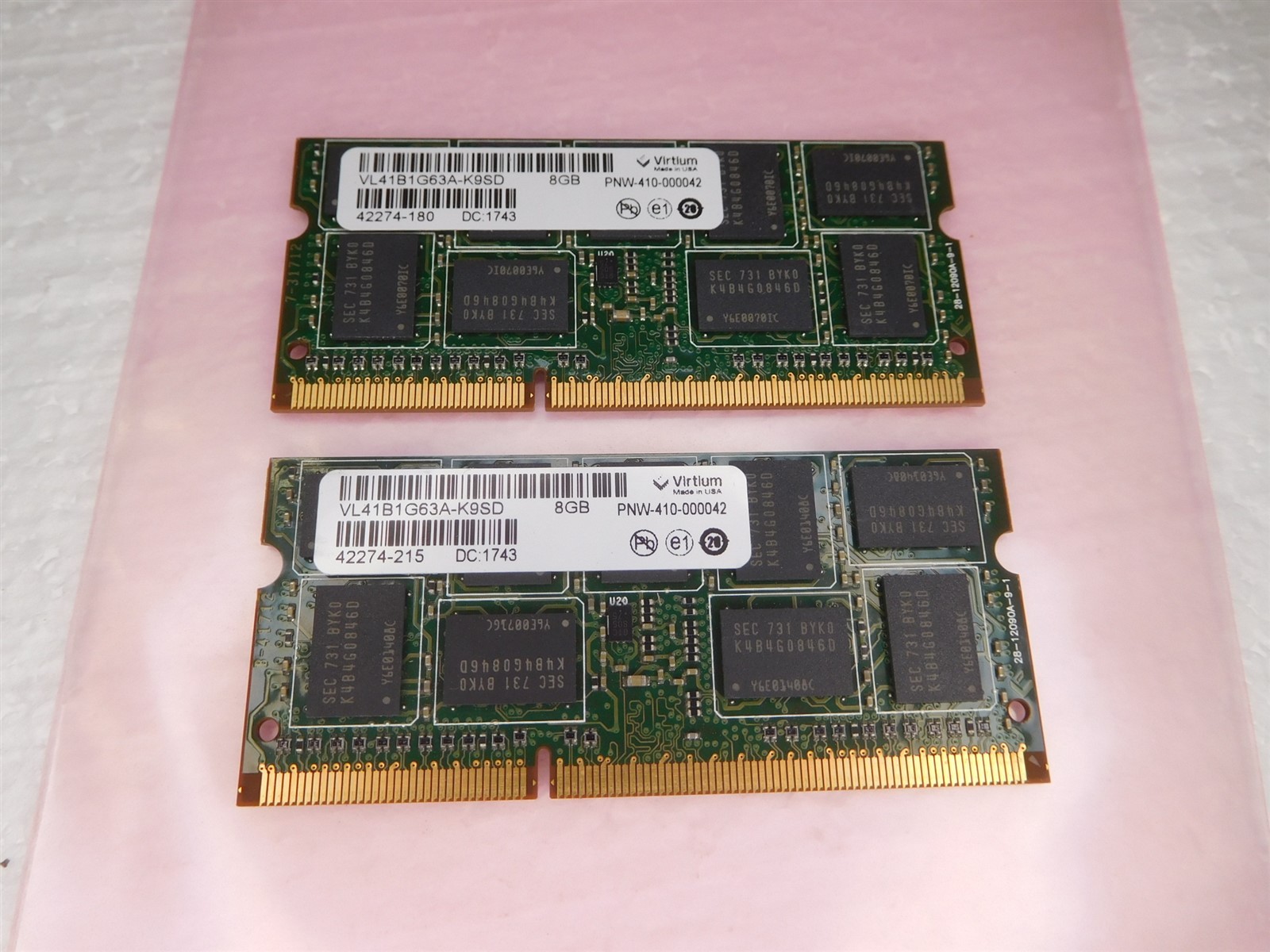 Virtium 16GB (2x8GB) DDR3 RAM 1600MHz VL41B1G63A-K9SD ECC Server Memory (S7-0)