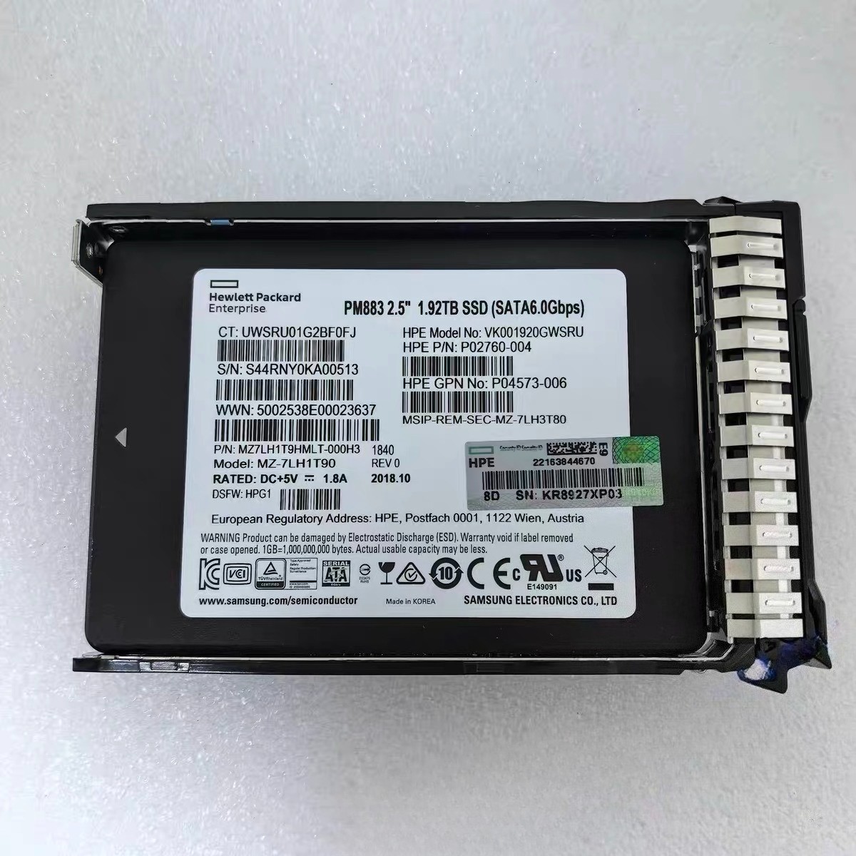 FOR HPE 1.92TB P05322-001 P04566-B21 SATA 6G 2.5" SFF RI SC G9 Gen10 Server SSD