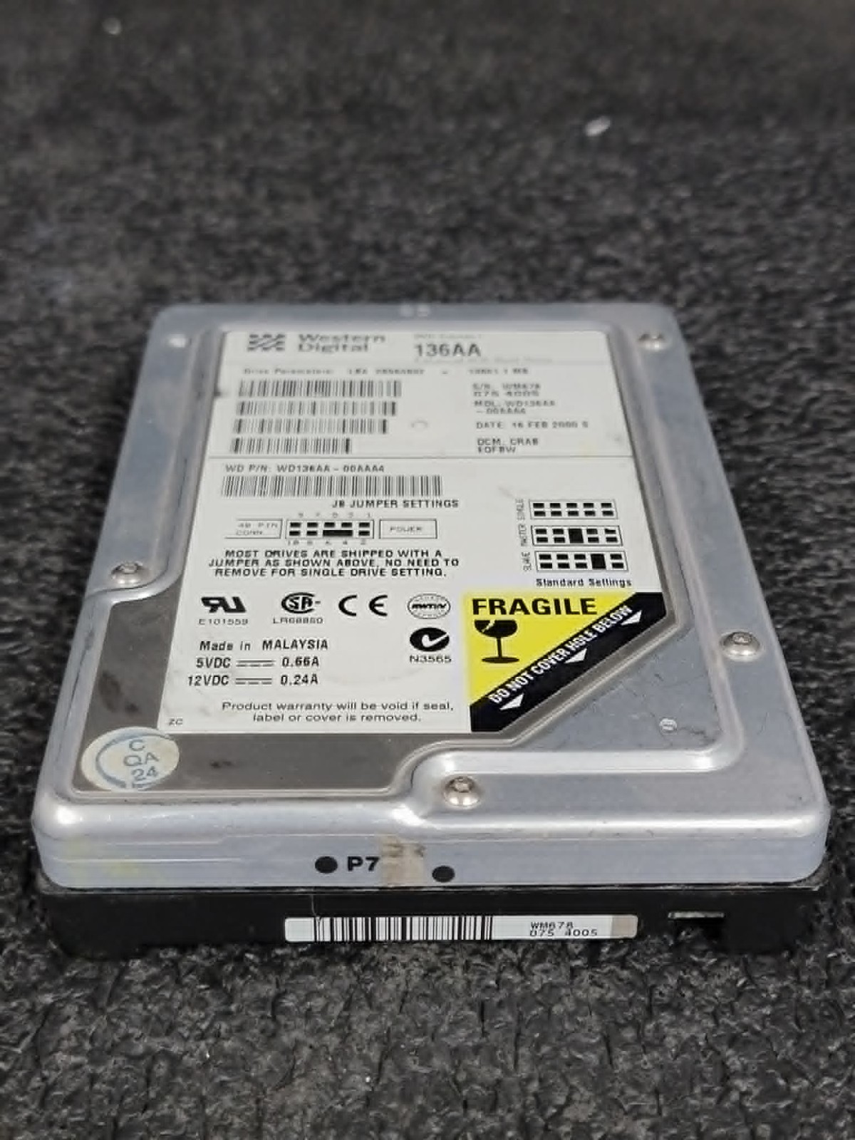 WD WD136AA-00AAA4 13.6GB 5.4K RPM 512 KB Cache EIDE / ATA-66 PATA 3.5" HDD