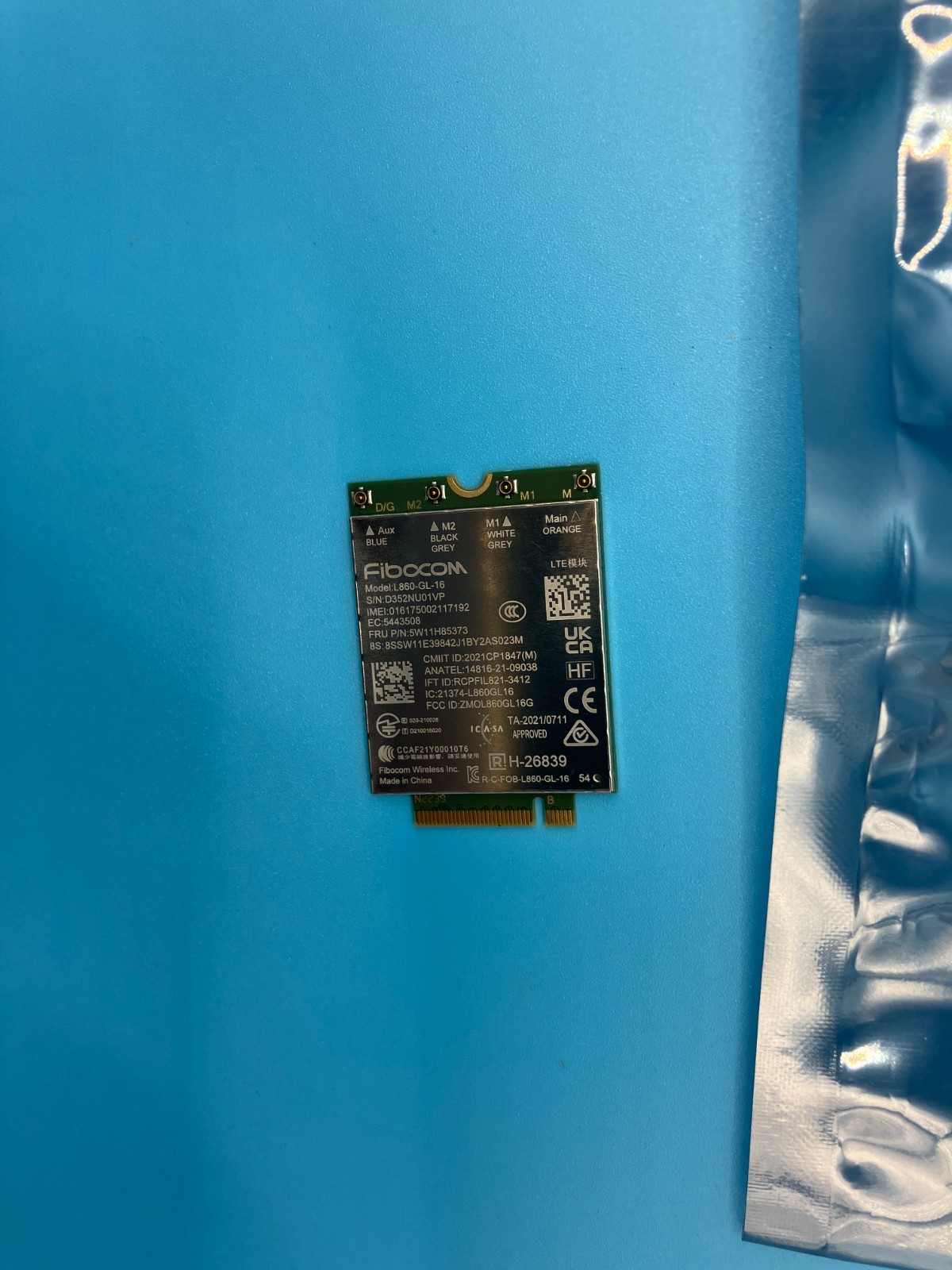 Lenova Thinkpad Fibocom L860-GL-16 4G LTE WWAN Module FRU 5W11H85373, T14 GEN3