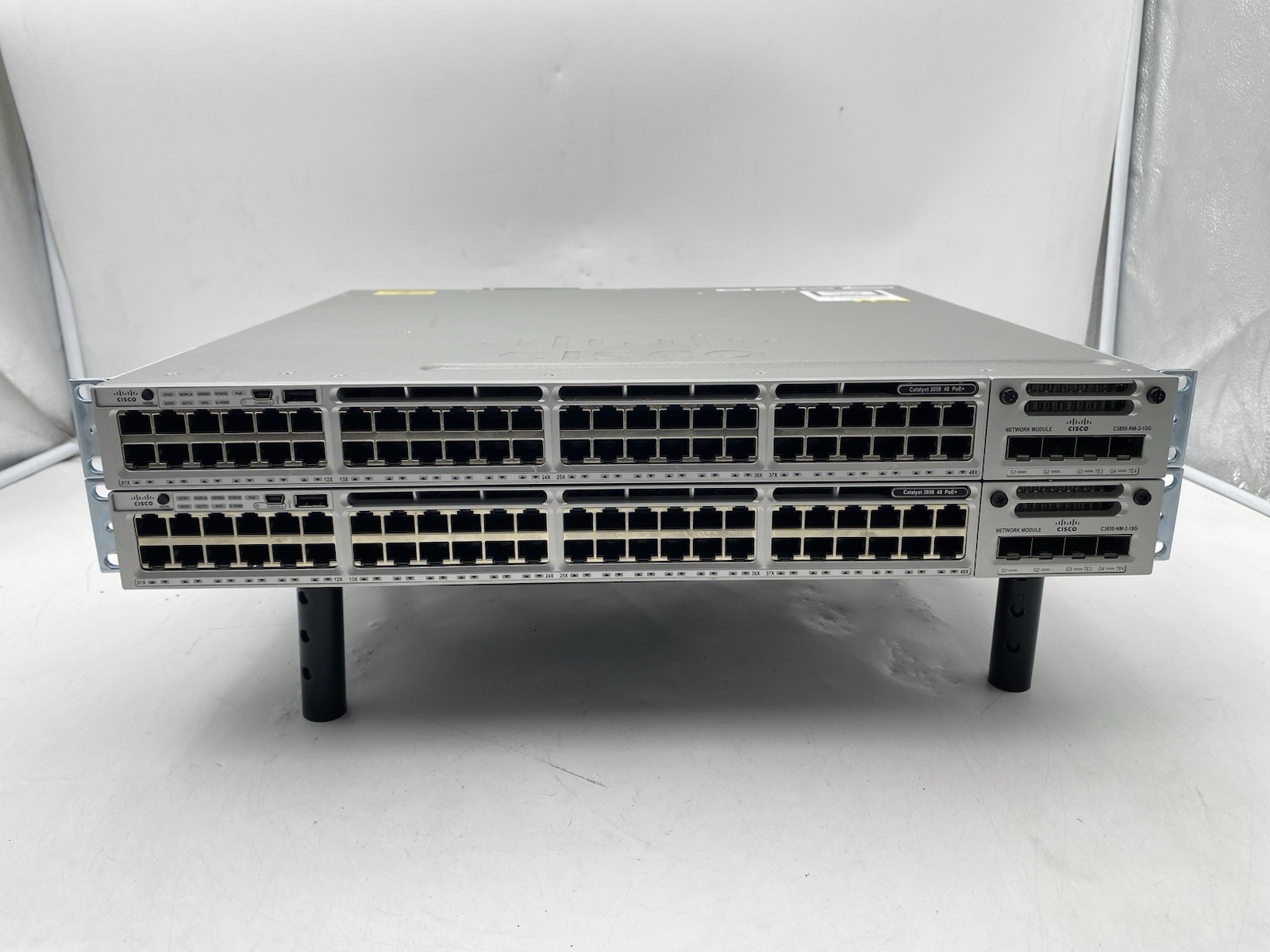 Lot of 2 Cisco WS-C3850-48P-L 48 Port Gigabit PoE+ Switch w/ NM-2-10G Module