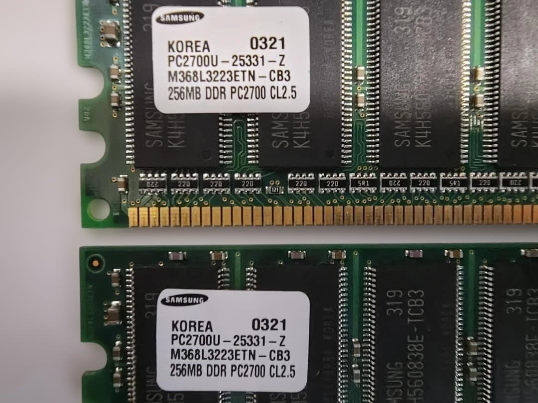 Samsung DDR333 PC2700 512MB 2x256MB CL2.5 184pin DIMM Memory Untested