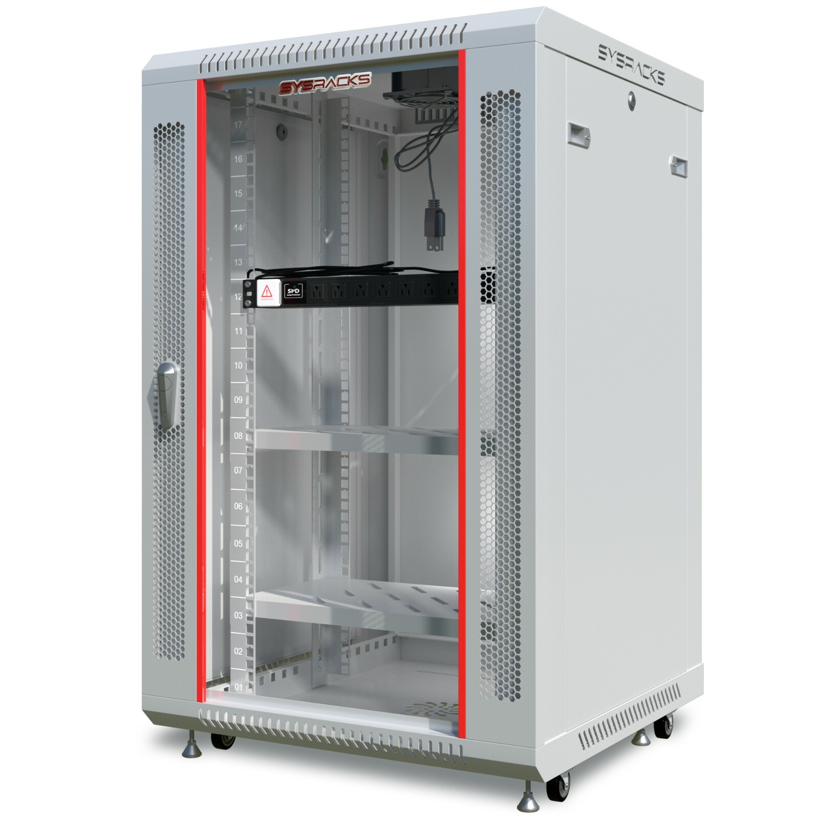 18U Server Rack Cabinet Wall Mount Grey IT Network Data  Enclosure 24" Depth