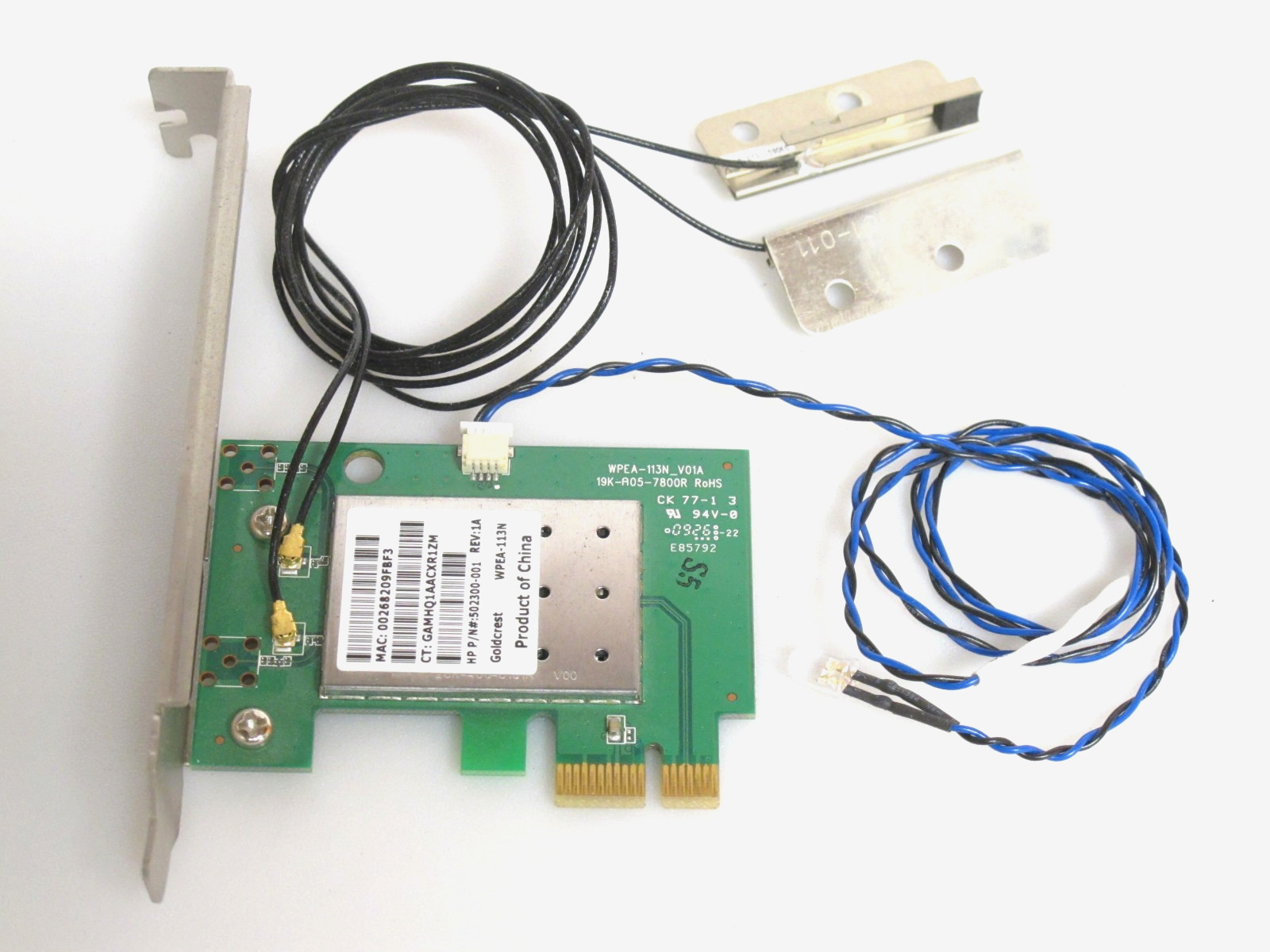 HP OEM 502300-001 internal PCI-E Wi-Fi adapter +antennae and LED WPEA-113N