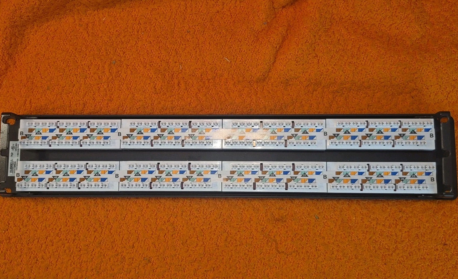 Hubbell HP648 Category 6 Cat6 48-Port Universal Patch Panel, Black