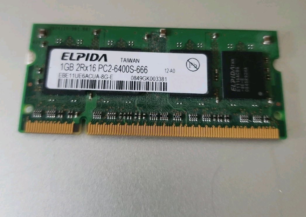 Elpida PC2-6400 (DDR2-800) 1 GB SO-DIMM 800 MHz PC2-6400 DDR2 SDRAM Memory...