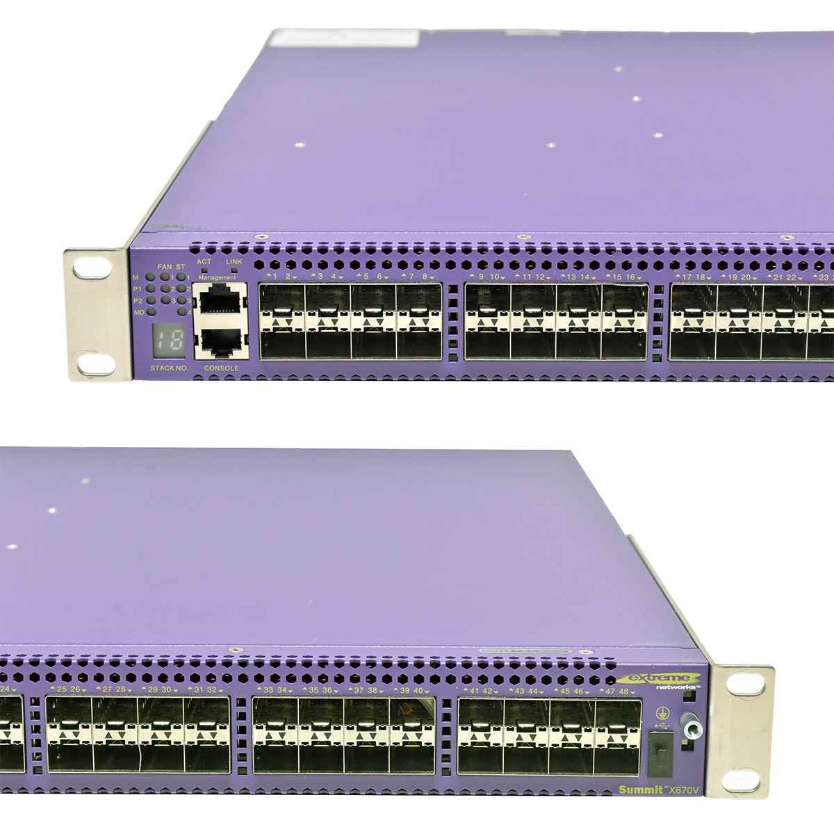 Extreme Summit X670V-48x-FB 17101 48-Port SFP+ 10GE Switch + Rack Ears