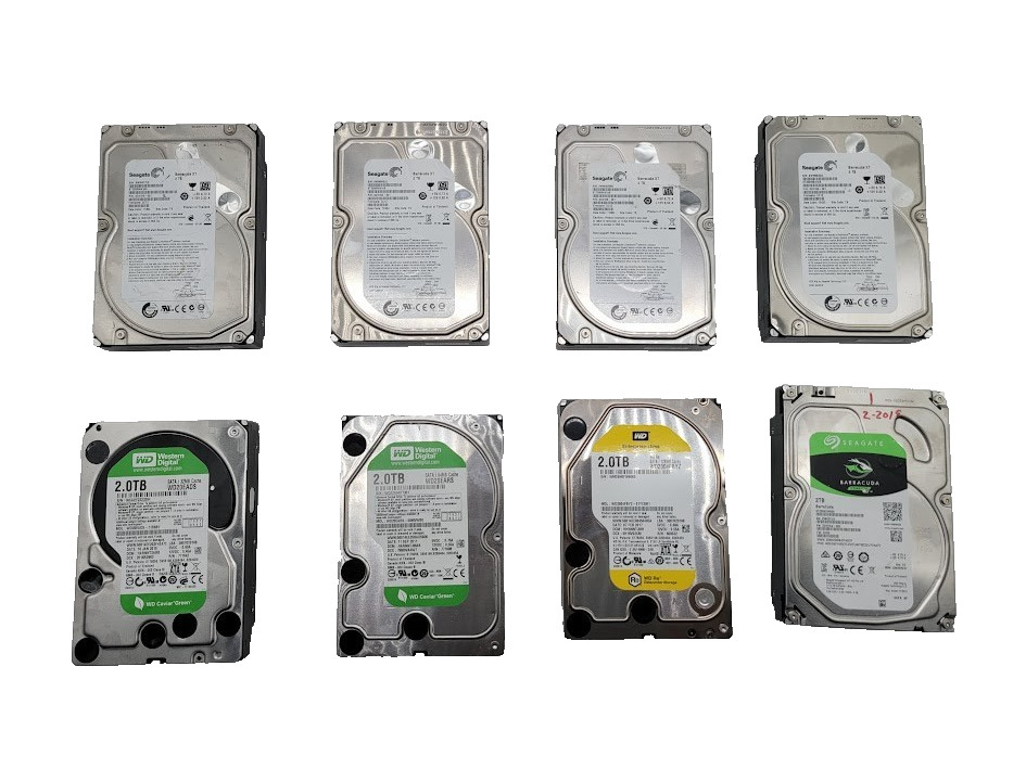 Lot of 8 2tb 3.5" SATA Mixed brands Hard Drive check the description
