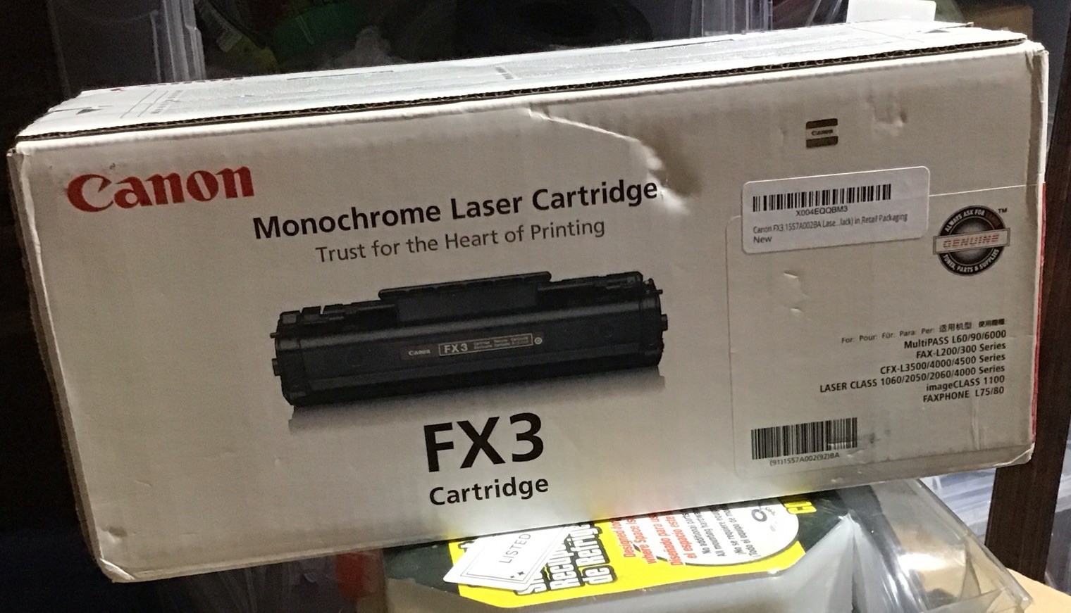 Canon FX3 Cartridge New In Box In Sealed Package