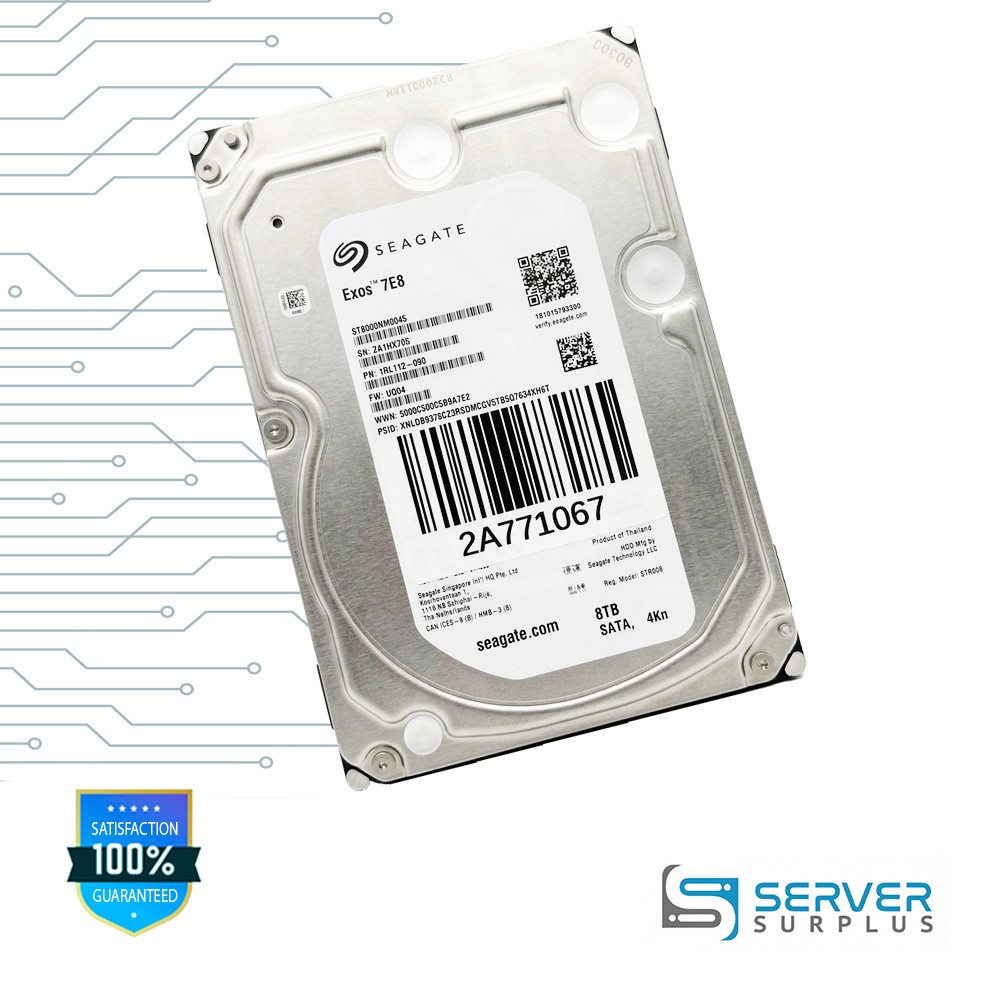 Seagate Exos 7E8 8TB SATA 4Kn 3.5 in Enterprise HDD | ST8000NM0045 | 1RL112-090