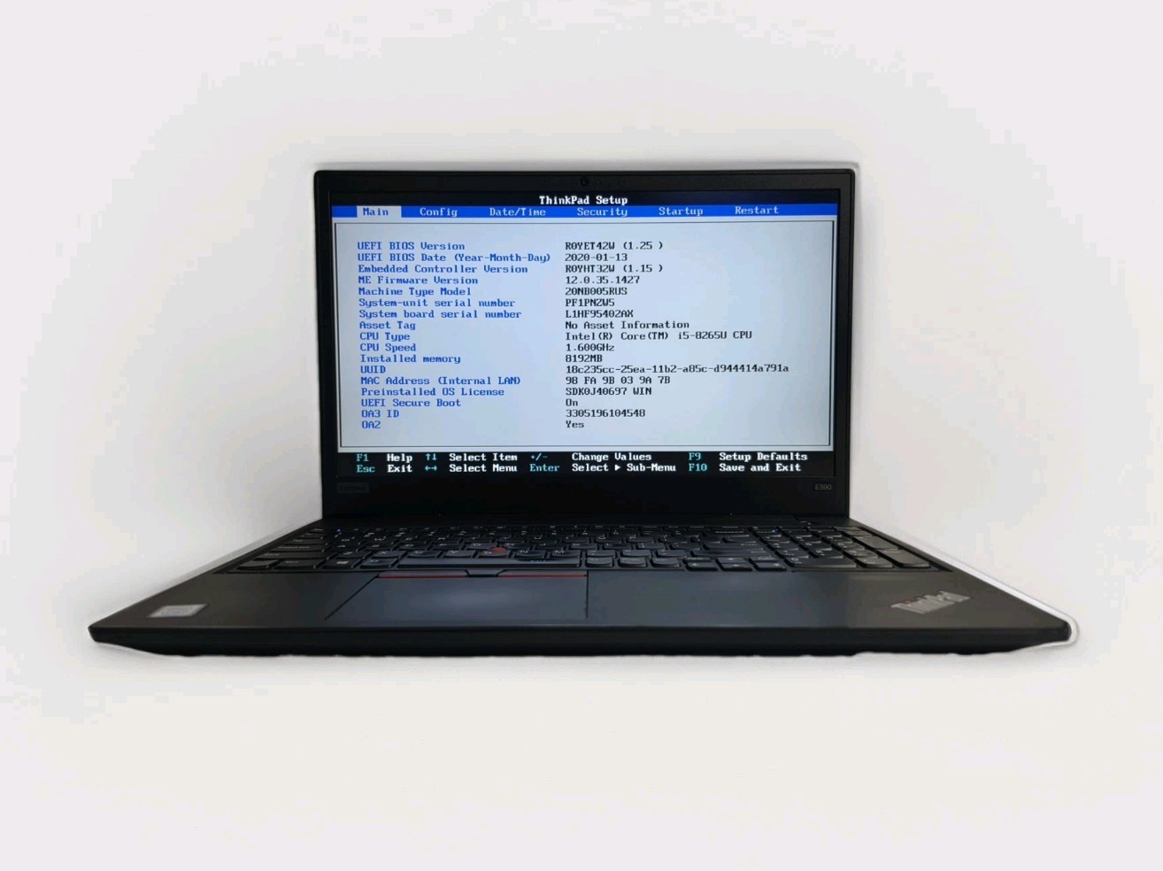 Lenovo ThinkPad E590 Laptop i5-8265U 1.60GHz 8GB RAM NO HDD/OS