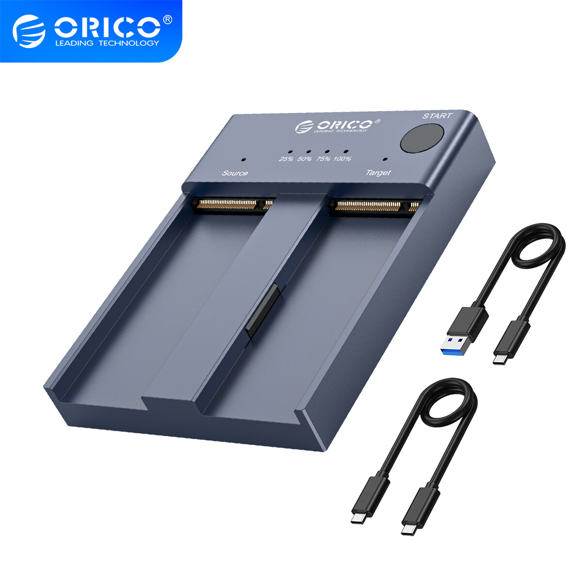Dual-Bay M.2 NVMe Cloner Docking Station ORICO USB C NVMe SSD Enclosure 10Gbps