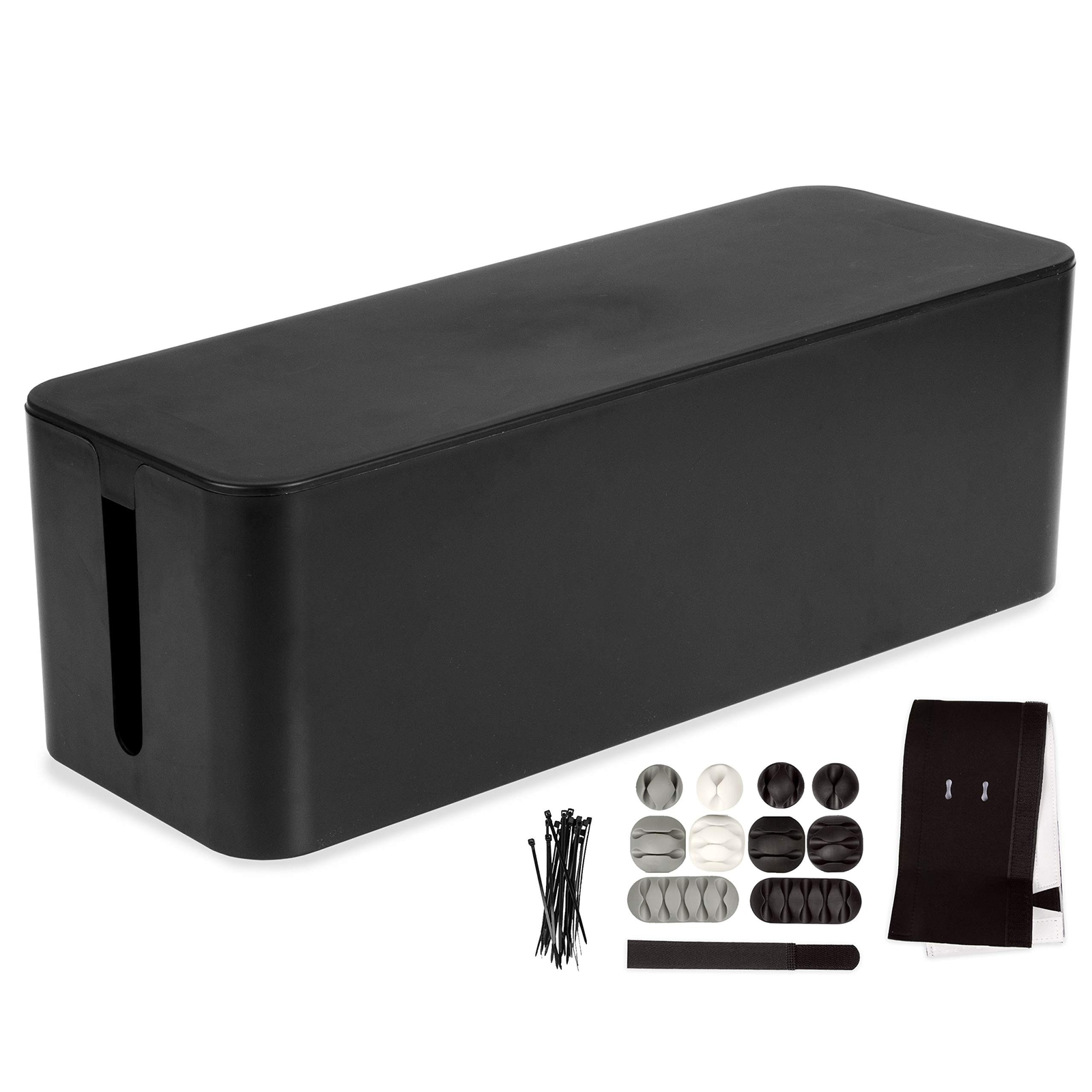 Iron Forge Cable Large Cable Management Box, 16 x 6 x 5 in, Black Cord Organi...