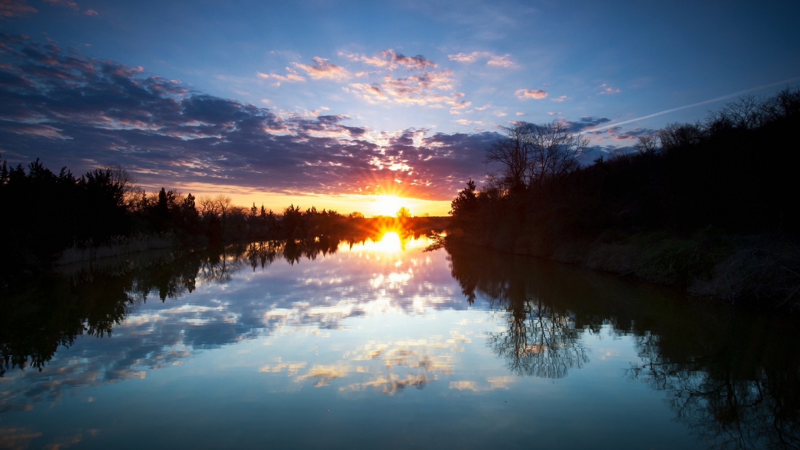 Landscape river trees skyscape sunrise purple sky nature Custom Gaming Mat Desk
