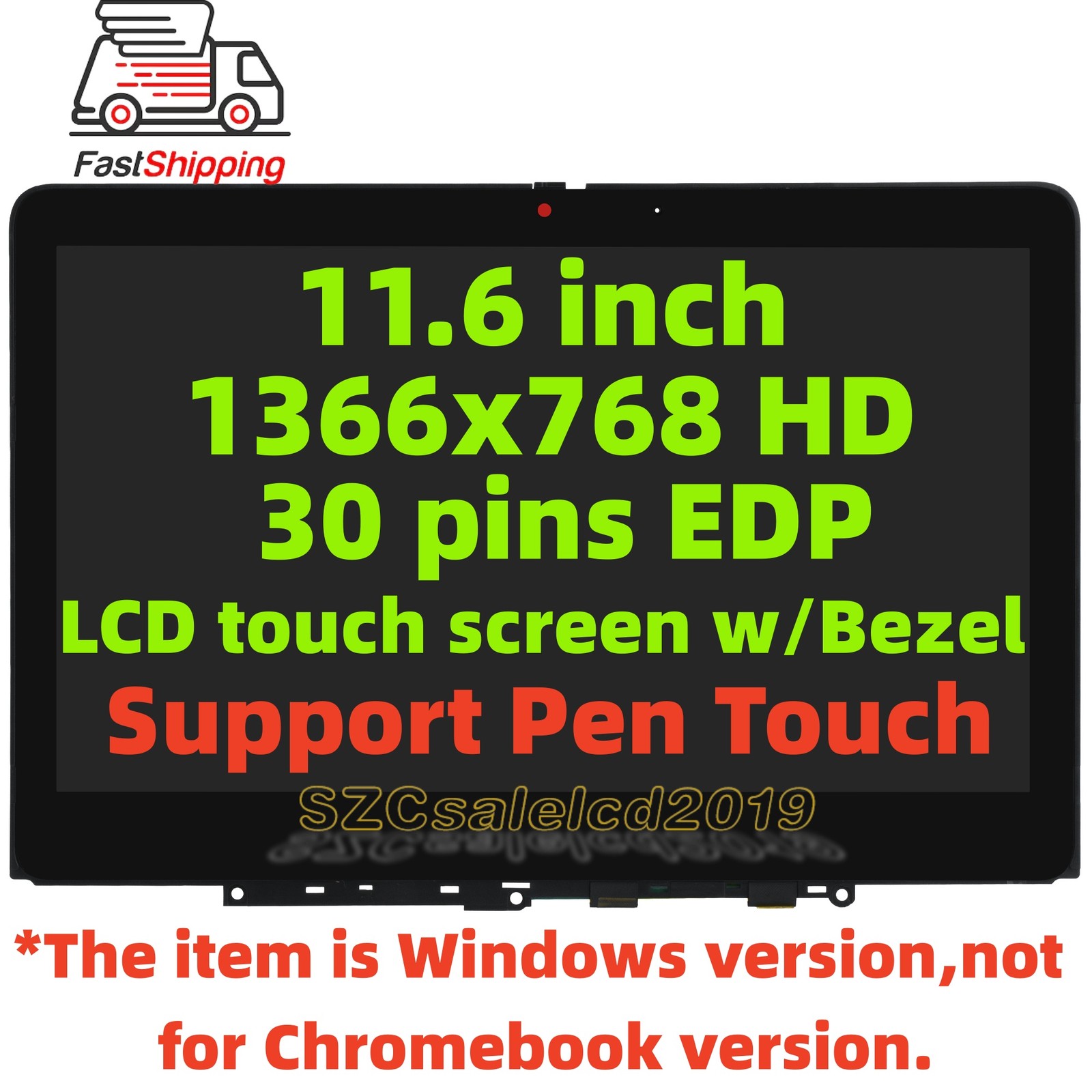 11.6" For Lenovo 300w Yoga Gen 4 82VM001QSS LCD Touch Screen w/ Bezel 5M11H61344