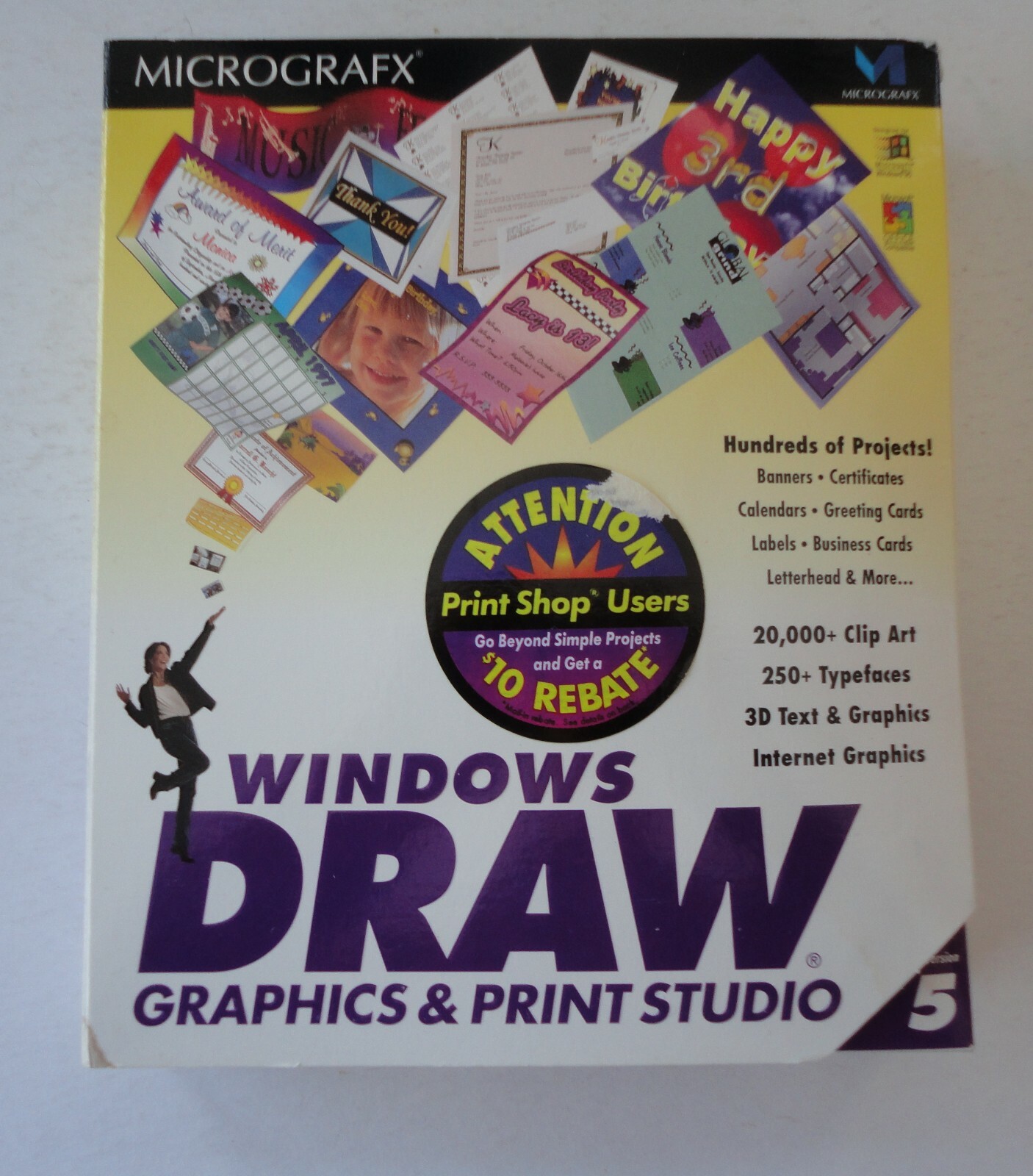 New Sealed 1996 Micrografx Windows Draw Graphics & Print Studio CD ROM