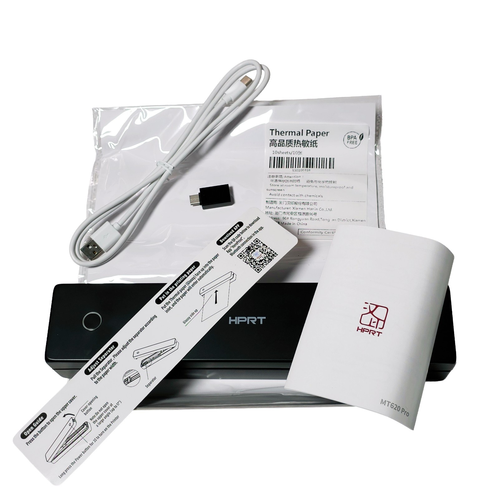 HPRT MT620 Pro Portable Printer Wireless Bluetooth Thermal Inkless Lightweight
