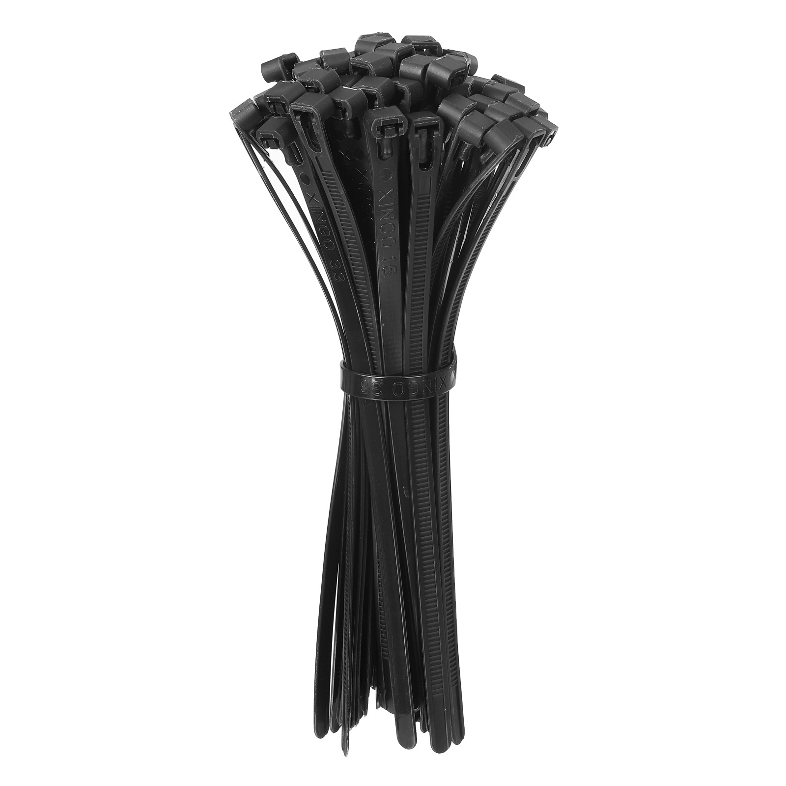 8 Inch  Releasable Cable Ties Adjustable Zip Ties Black 100Pcs