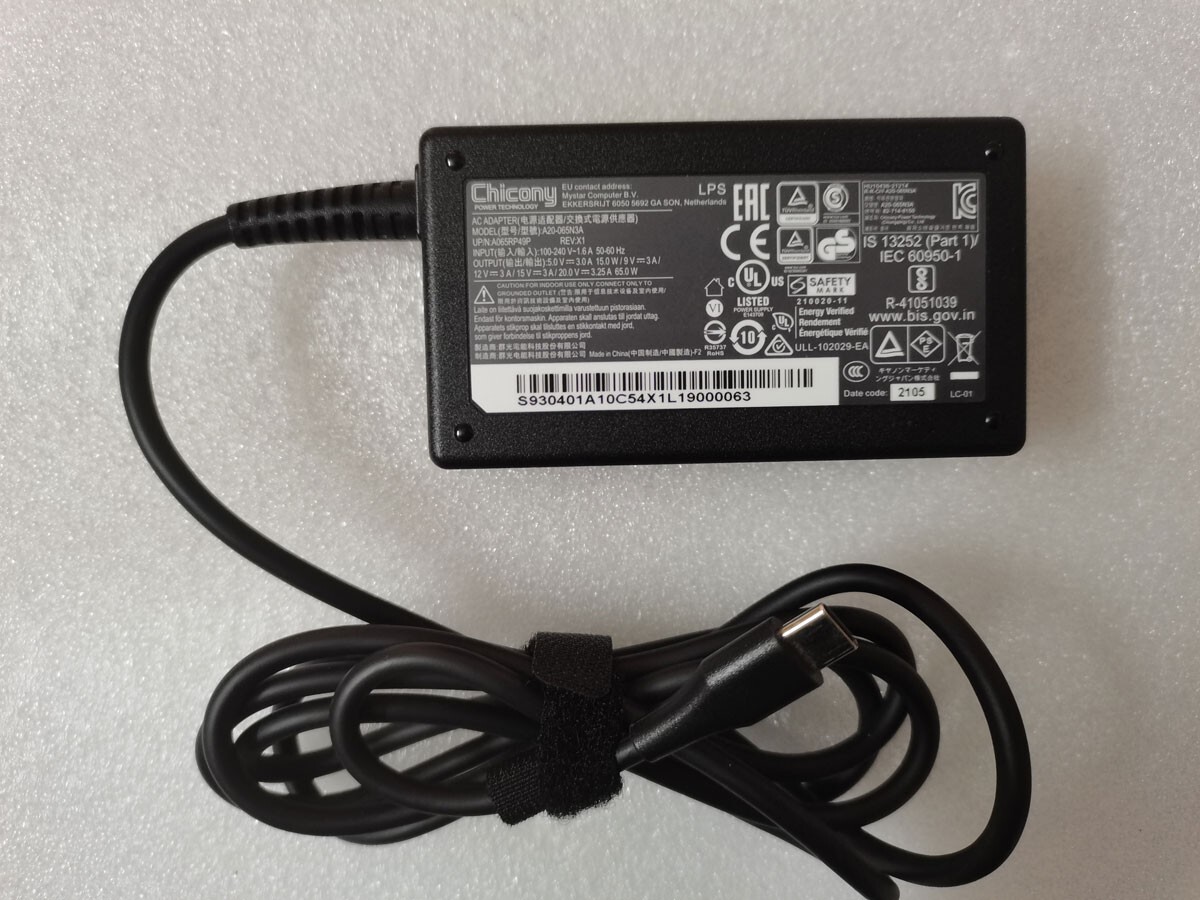 Genuine Chicony 20V 3.25A 65W A20-065N3A For Fujitsu LIFEBOOK U7512 i7-1270P OEM