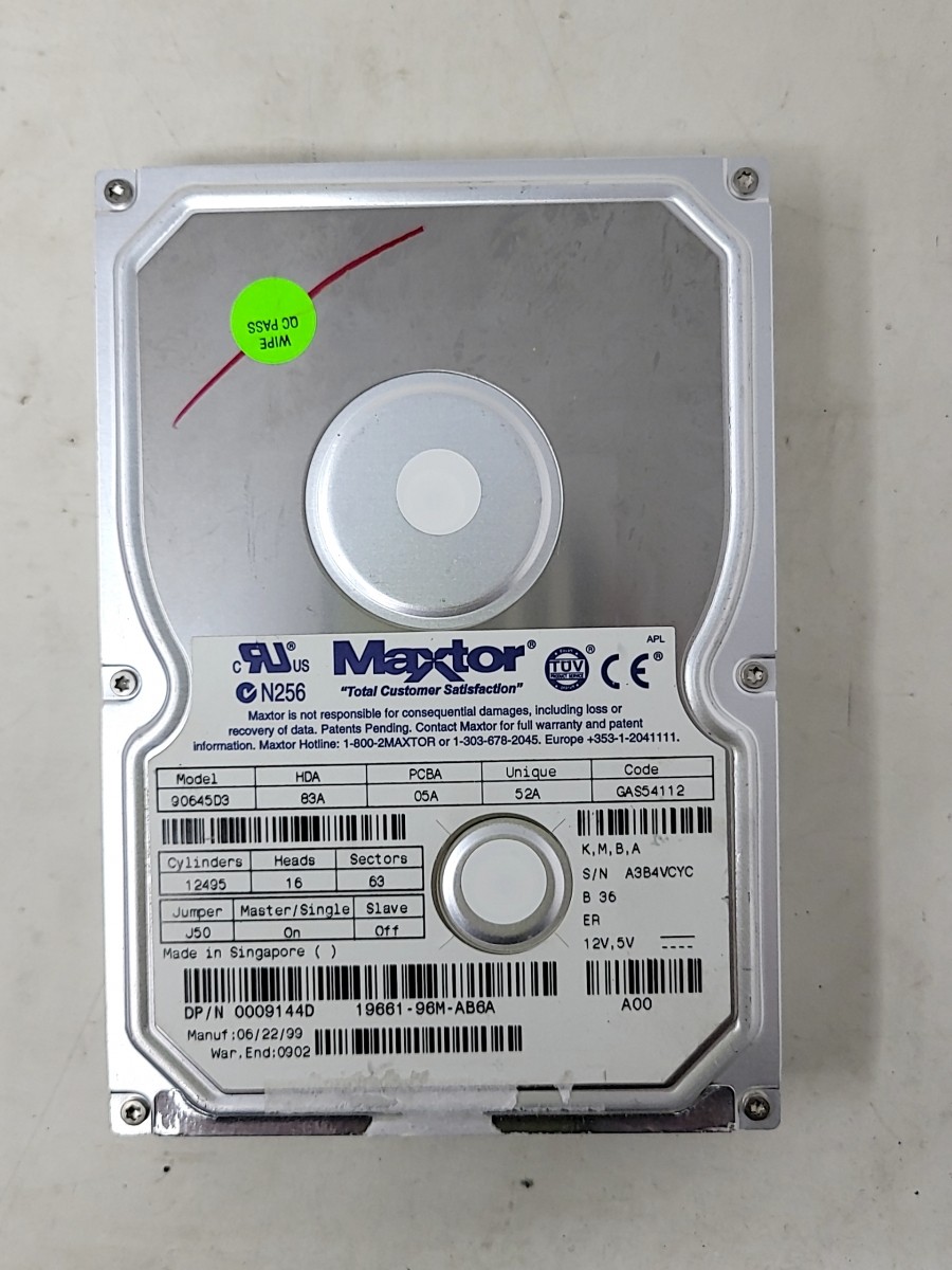 MAXTOR 90645D3 0009144D Hard Drive 6GB 3.5" IDE