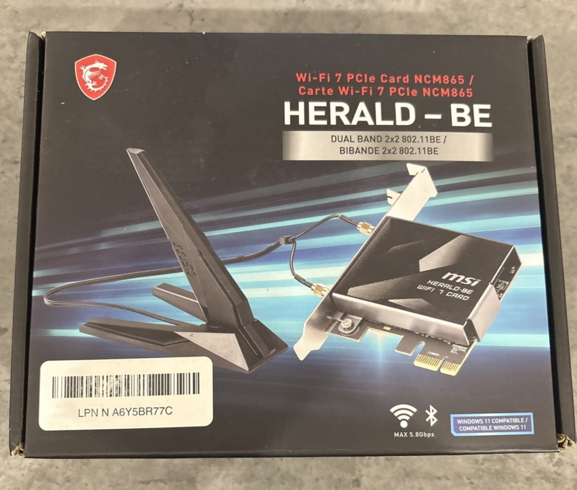 MSI HERALD-BE Wi-Fi 7 MAX Wireless bluetooth 5.4 QCNCM865 for AMD & Intel