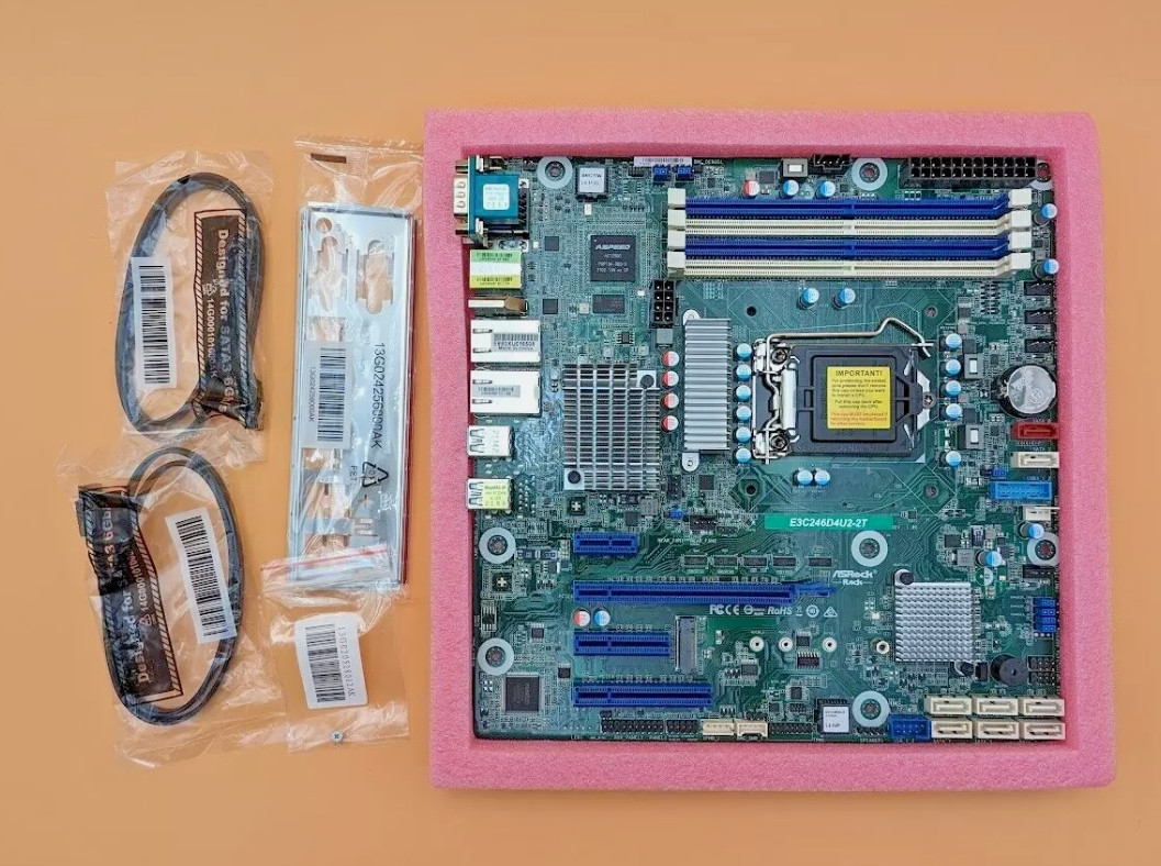 NEW ASRock Rack E3C246D4U2-2T LGA1151 2x10GbE 8xSATA ECC IPMI Intel Quick Sync