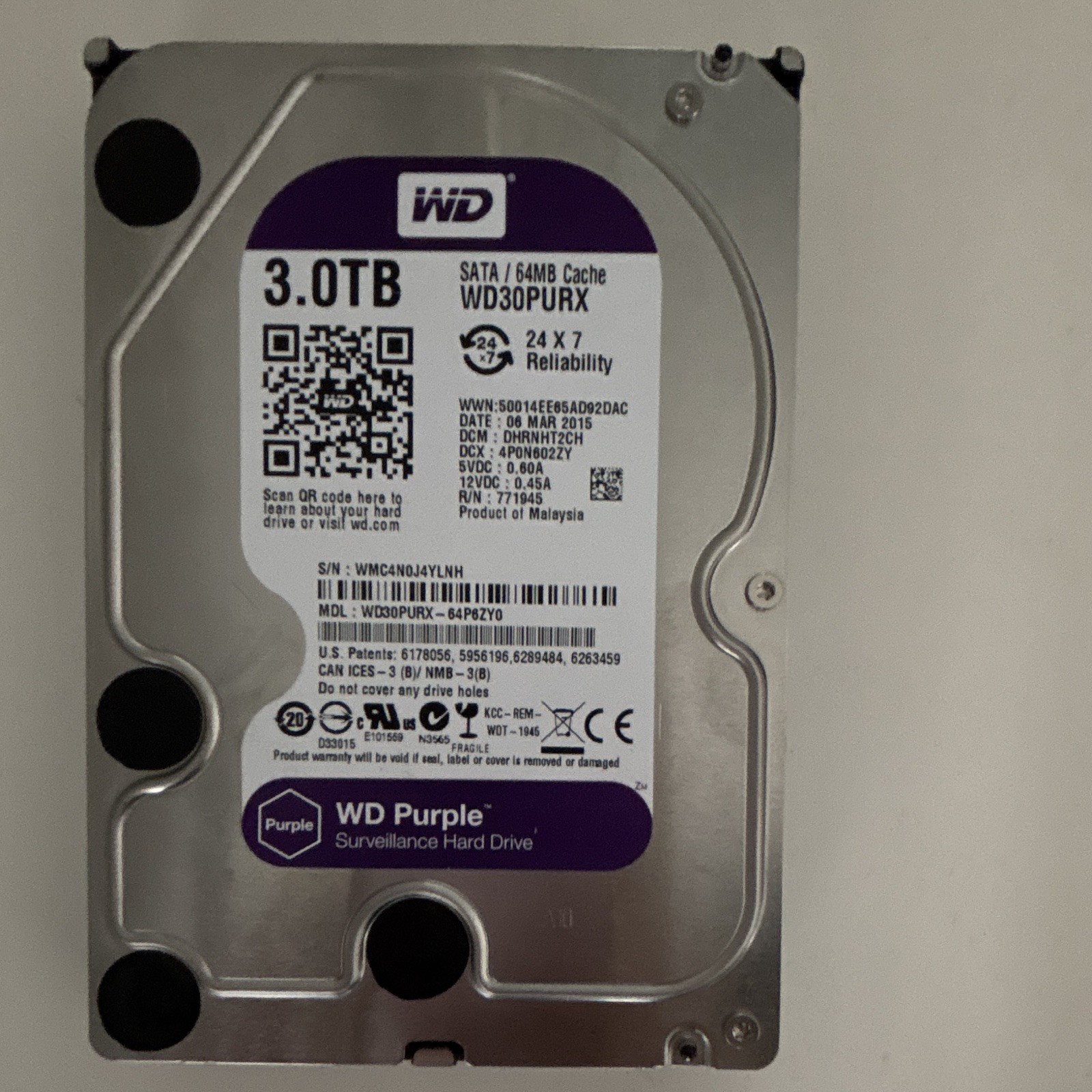 Western Digital Purple WD33PURZ 3TB Internal Surveillance Hard Drive