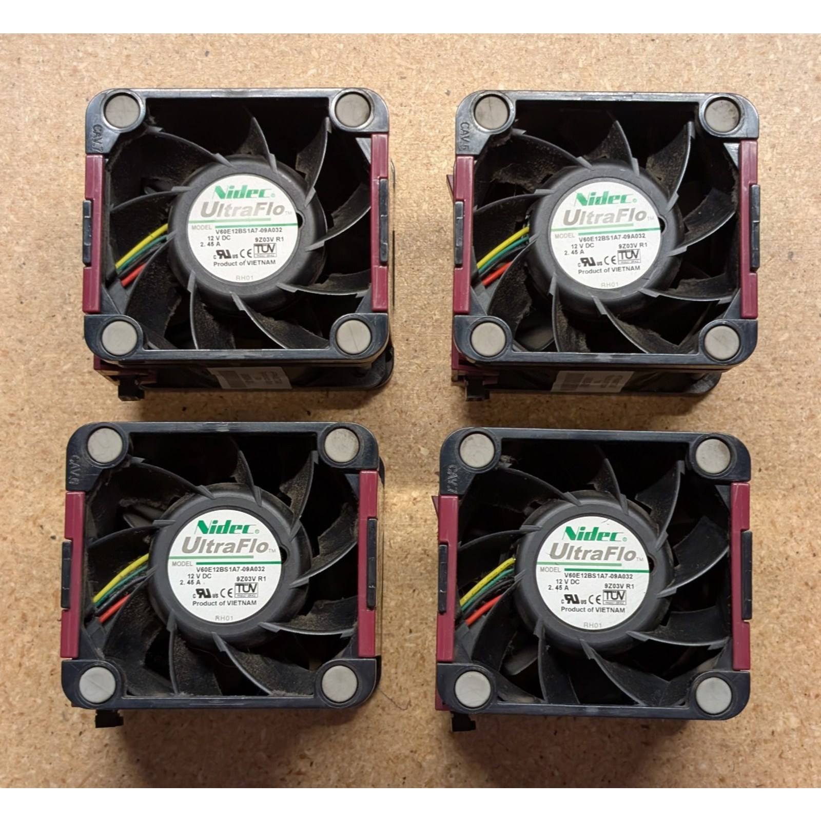 Lot 4 HP Server Fan 463172-001 496066-001 Nidec UltraFlo V60E12BS1A7-09A032 12V