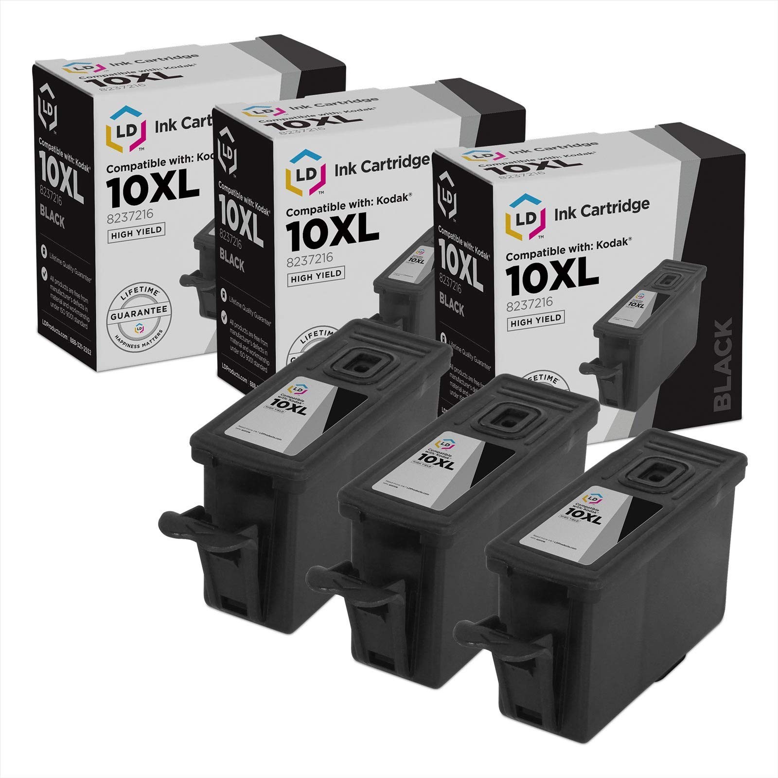 LD For Kodak #10 3pk 8237216 Black ink EasyShare 5100 5300 5500 ESP3 hero