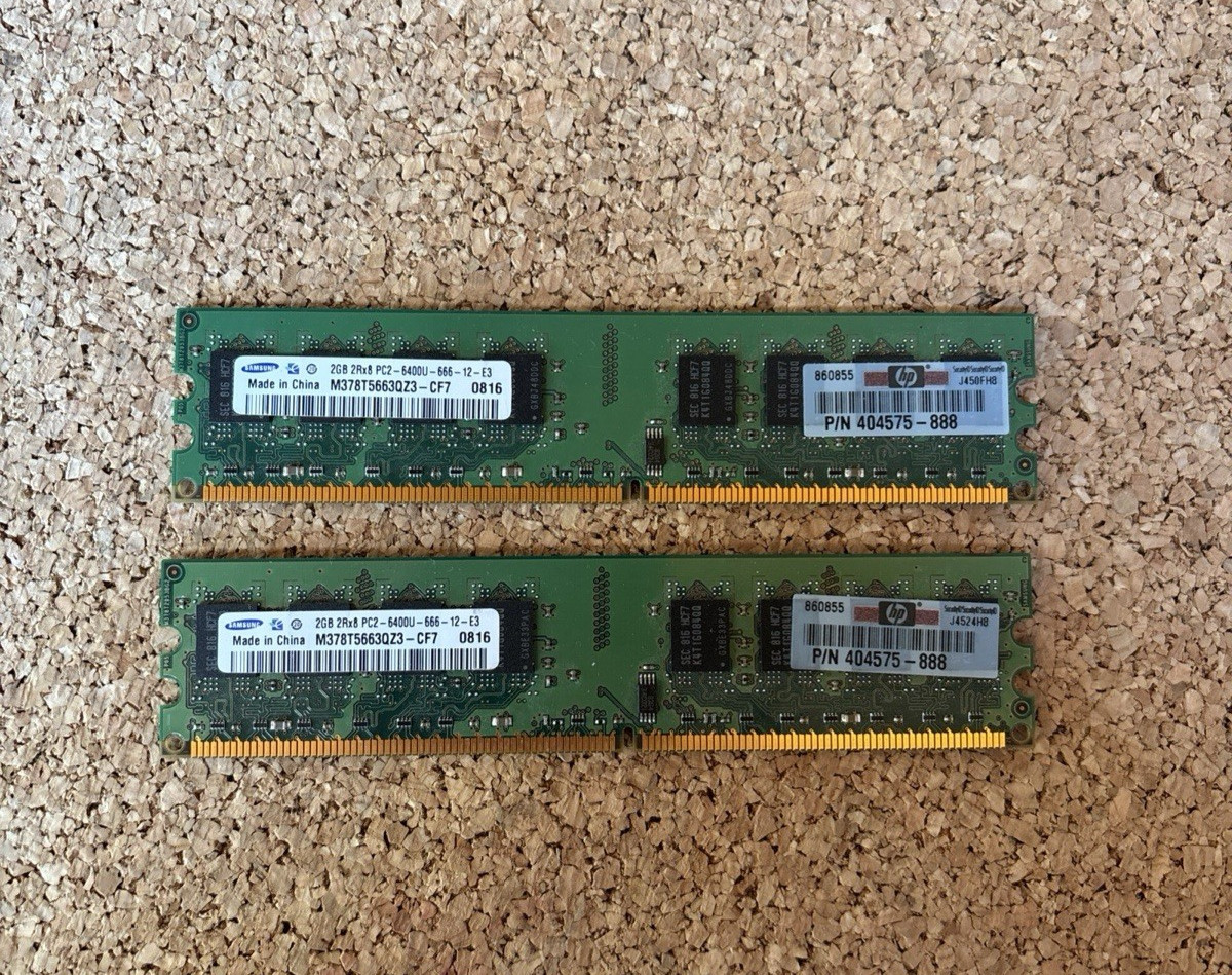 Samsung 4GB Kit (2x2GB) M378T5663QZ3-CF7 HP 404575-888 PC2-6400 800Mhz DDR2 DIMM