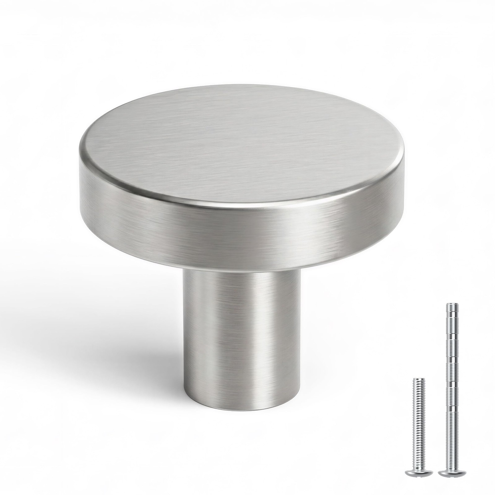 25pk Brushed Nickel Cabinet Knobs Round Kitchen Drawer Handles Aluminum 1.17" Di