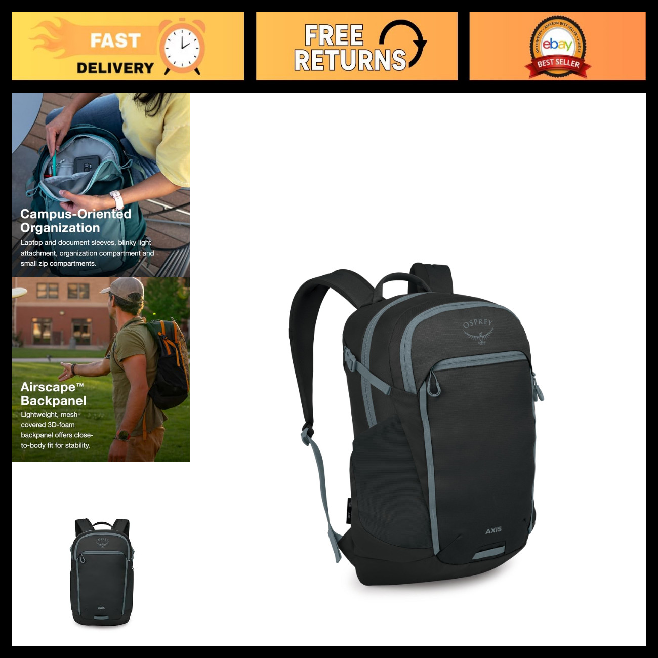 Sleek Laptop Backpack with Sleeve, Water Bottle Pockets & Compression Straps